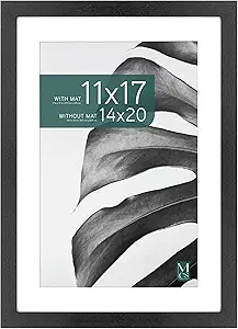 MCS Studio Gallery 14x20 Matted Poster Frame with 11x17 Picture Display, Black Woodgrain Vertical & Horizontal Wall Hanging Large Picture Frame for Photos, Posters & Art Prints (1-Pack)