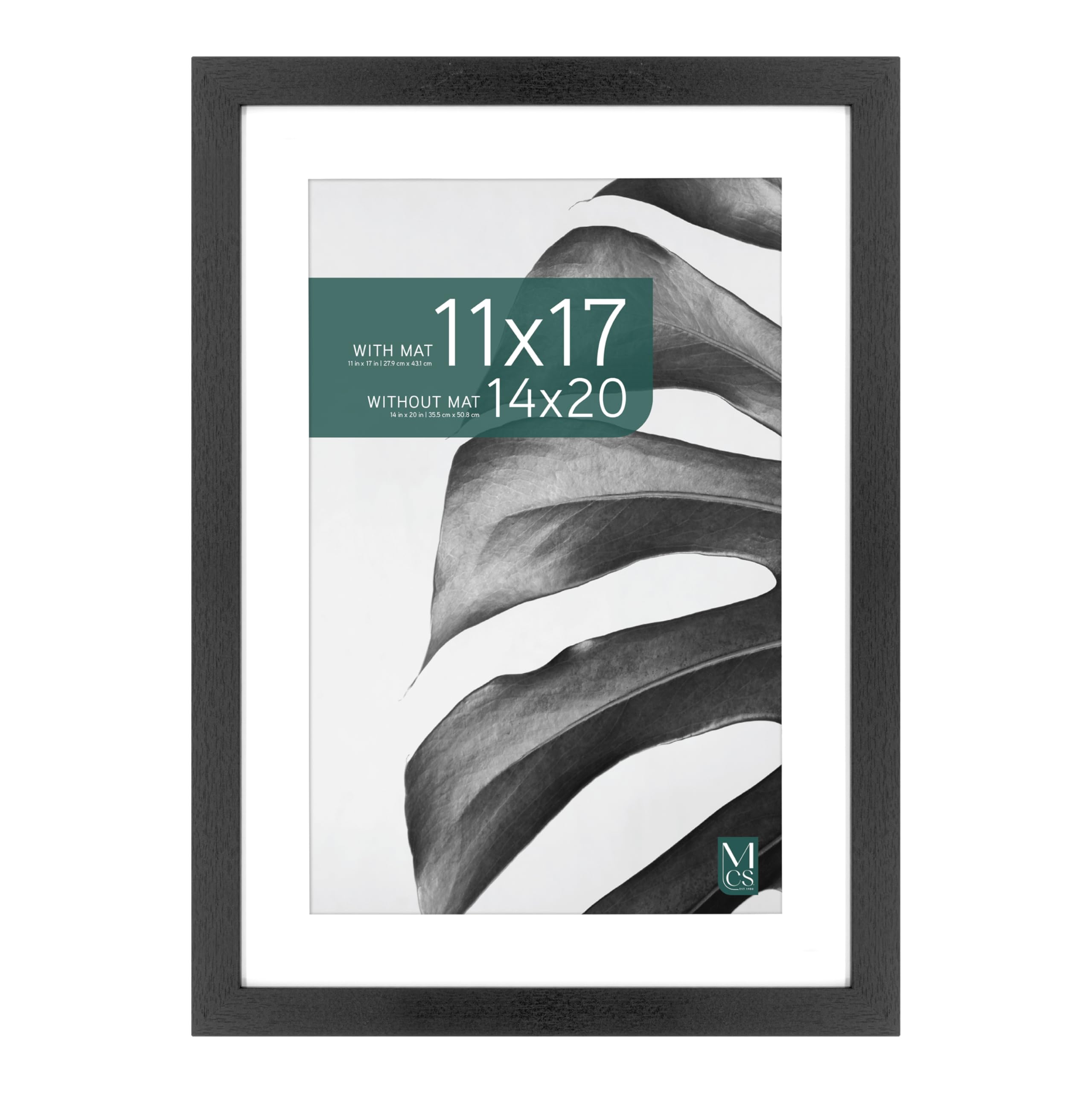 MCS Studio Gallery Poster Frame 14x20 Matted to 11x17 Black Woodgrain