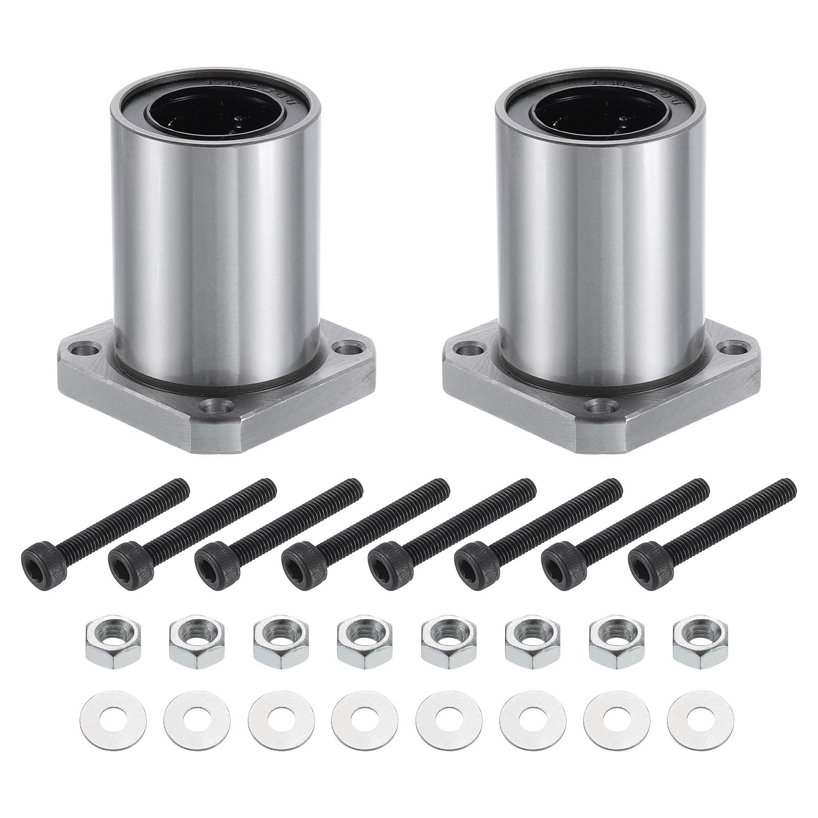QUARKZMAN LMK25-UU Cuscinetti Lineari A Sfere 26mm Foro 40mm Diametro Esterno 59mm Lunghezza Flangia Rotonda Nichelata con Viti per Macchina CNC Stampante 3D 2pz