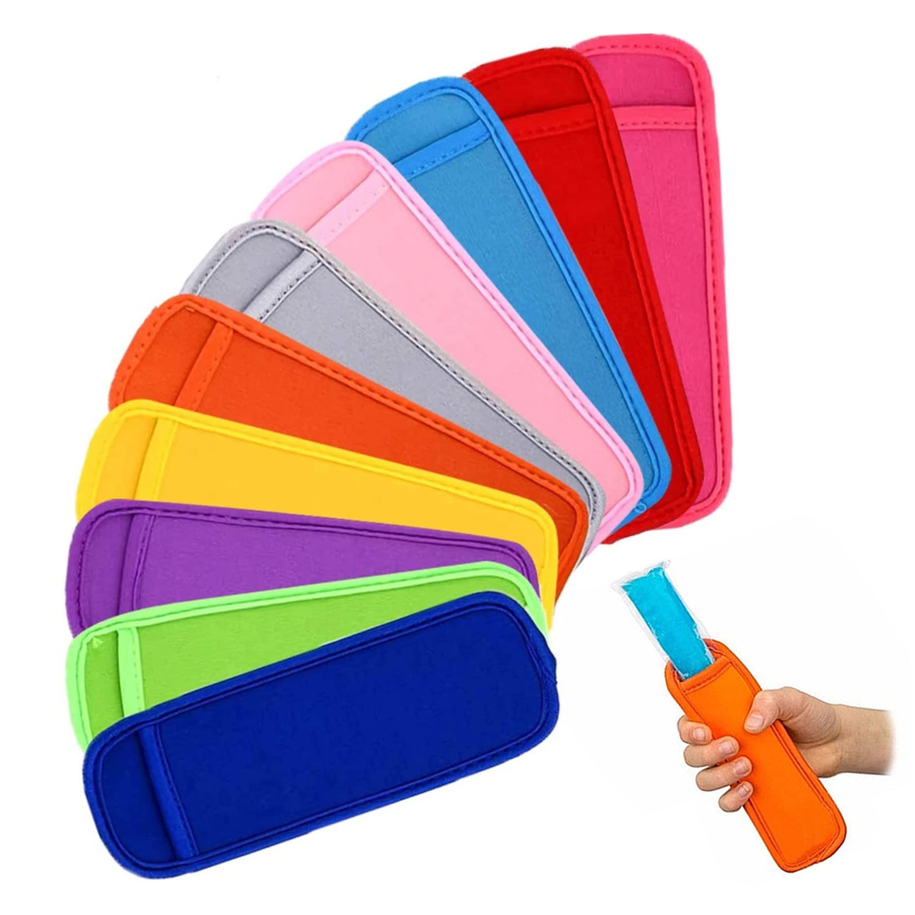 Elyebxj 10Pcs BPA-Free Reusable Ice Holders, Cold Insulated No Drip Popsicle Holder Bag for Drink Summer Party, Ice Pouches