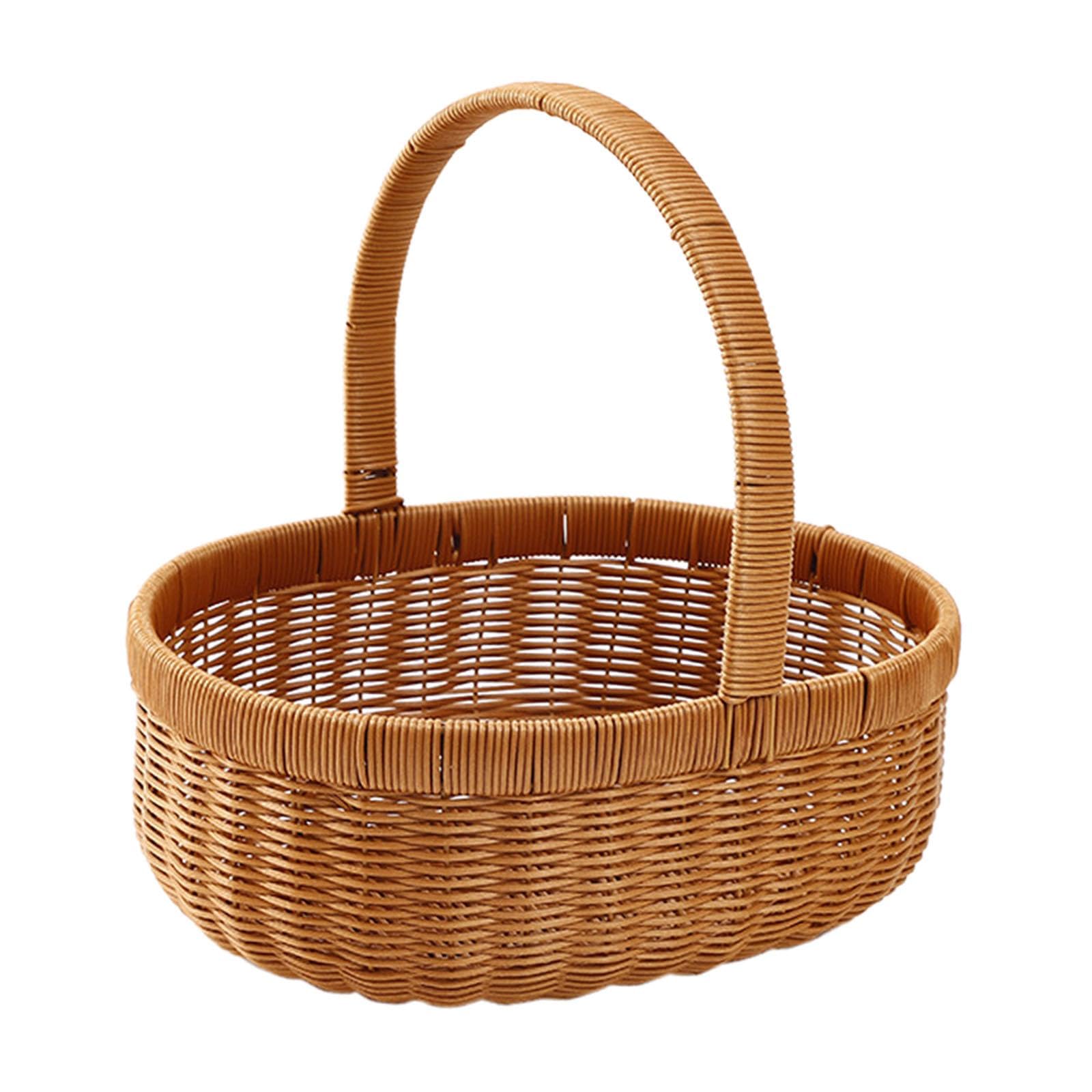Cesto Intrecciato a Mano, Cesto per Frutta, Cesto Regalo Vuoto, Cesto da Picnic in Finto Rattan, di Fiori per Dolci, Picnic, Frutta, l