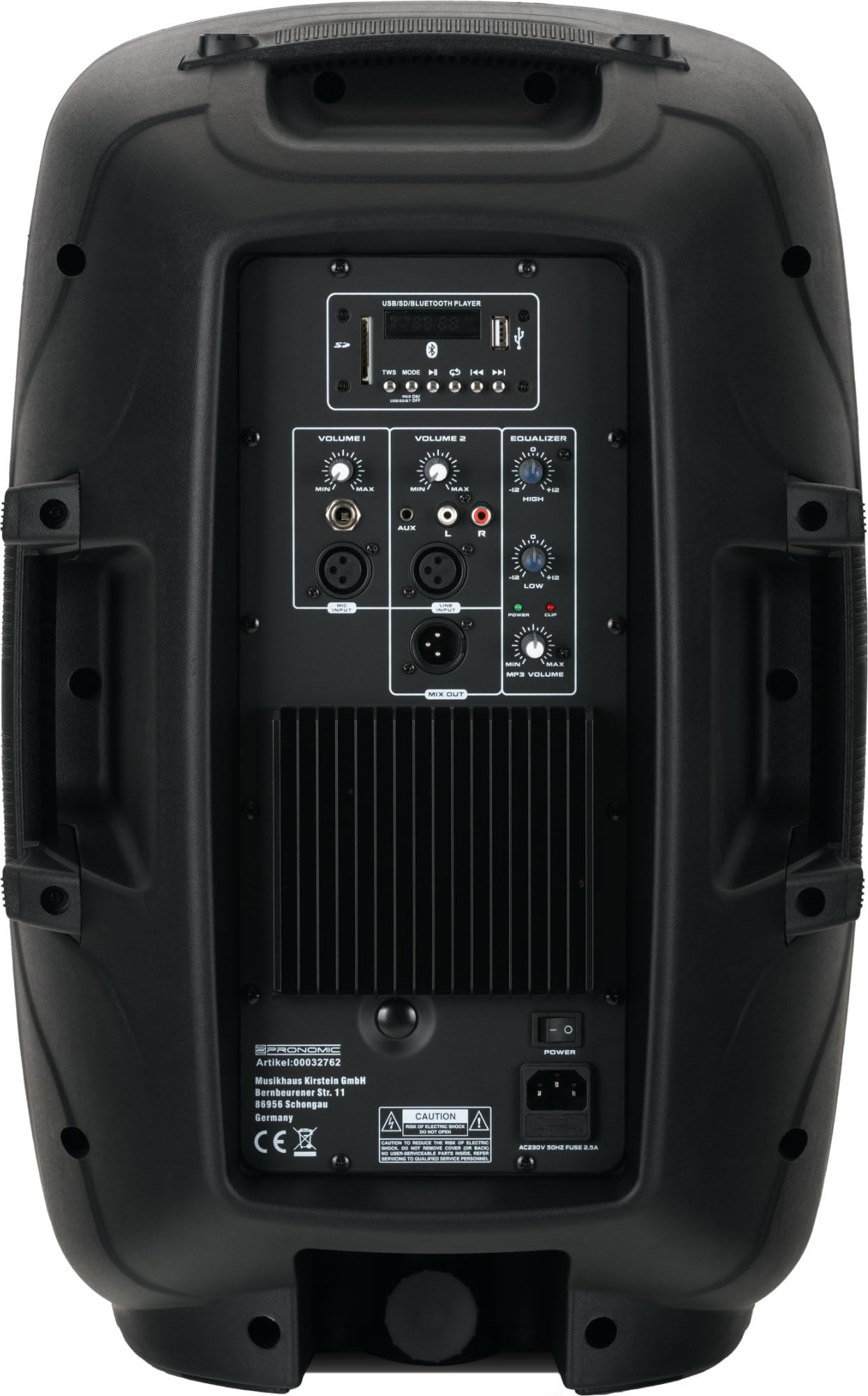 Pronomic 118S-212A Impianto PA Attivo - set PA attivo con 1 subwoofer da 18" e 2 satelliti da 12" - 600 watt potenza totale (RMS) - inclusi supporti per casse e cavi da 10m