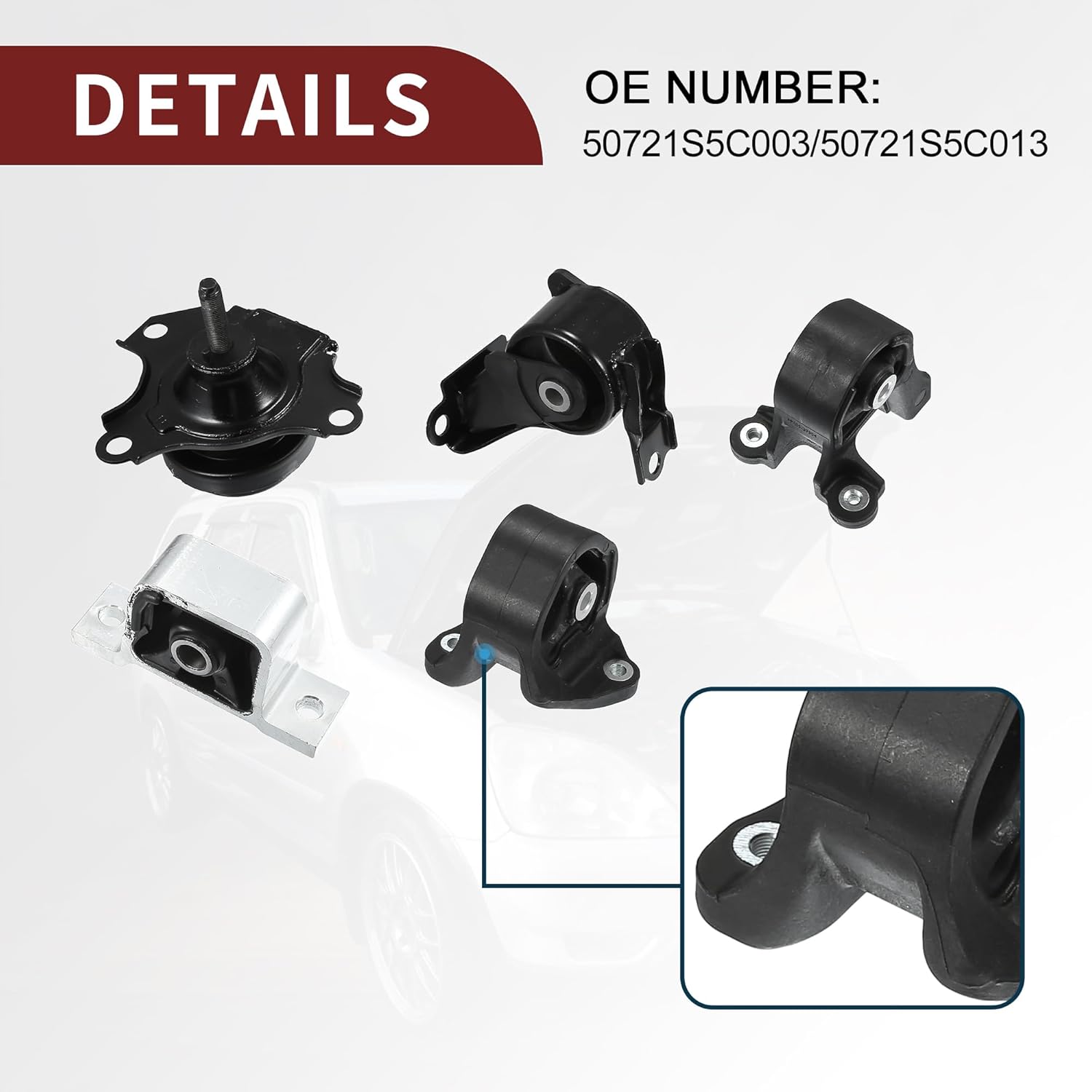 Engine Motor Trans Mount Set for Honda CRV 2.4L 2002-2006 Vibration Isolation No.50721S5C003 | 1 Set