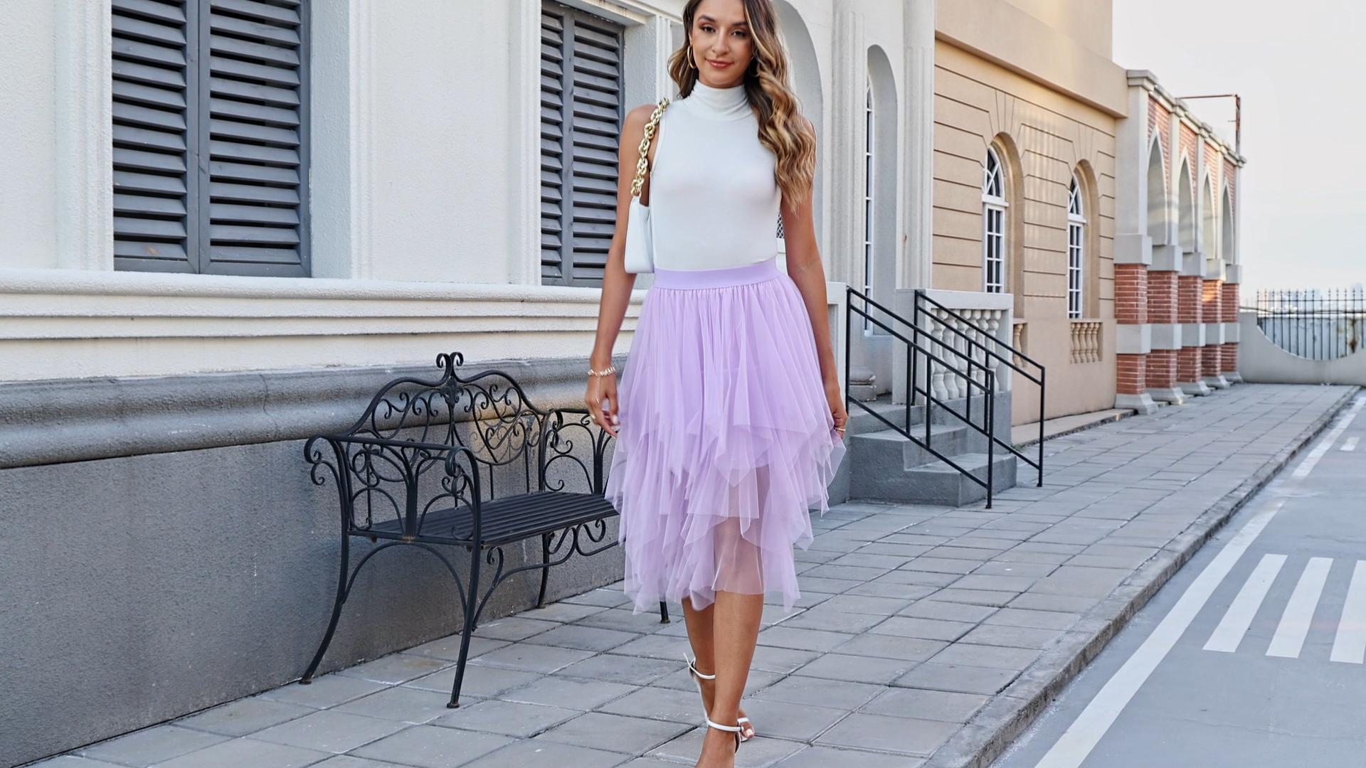 Amazon.com: PUKAVT Tulle Skirts for Women High Waist Elastic Midi