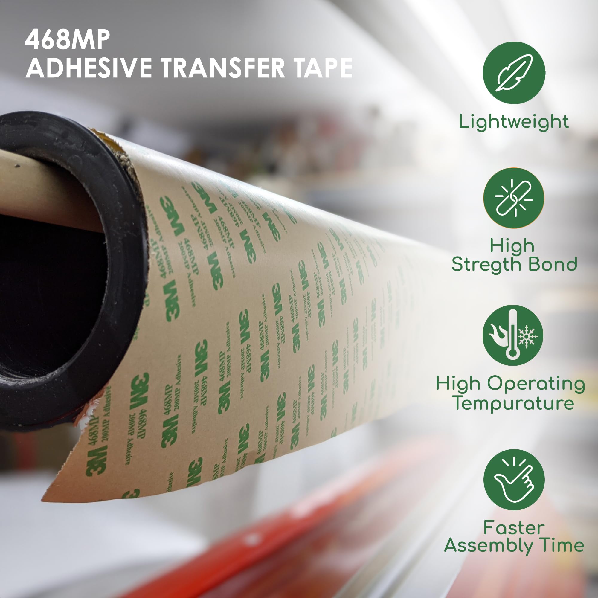 468MP Nastro adesivo di trasferimento, incollaggio e laminazione, trasparente, 30,5 cm x 4,6 m
