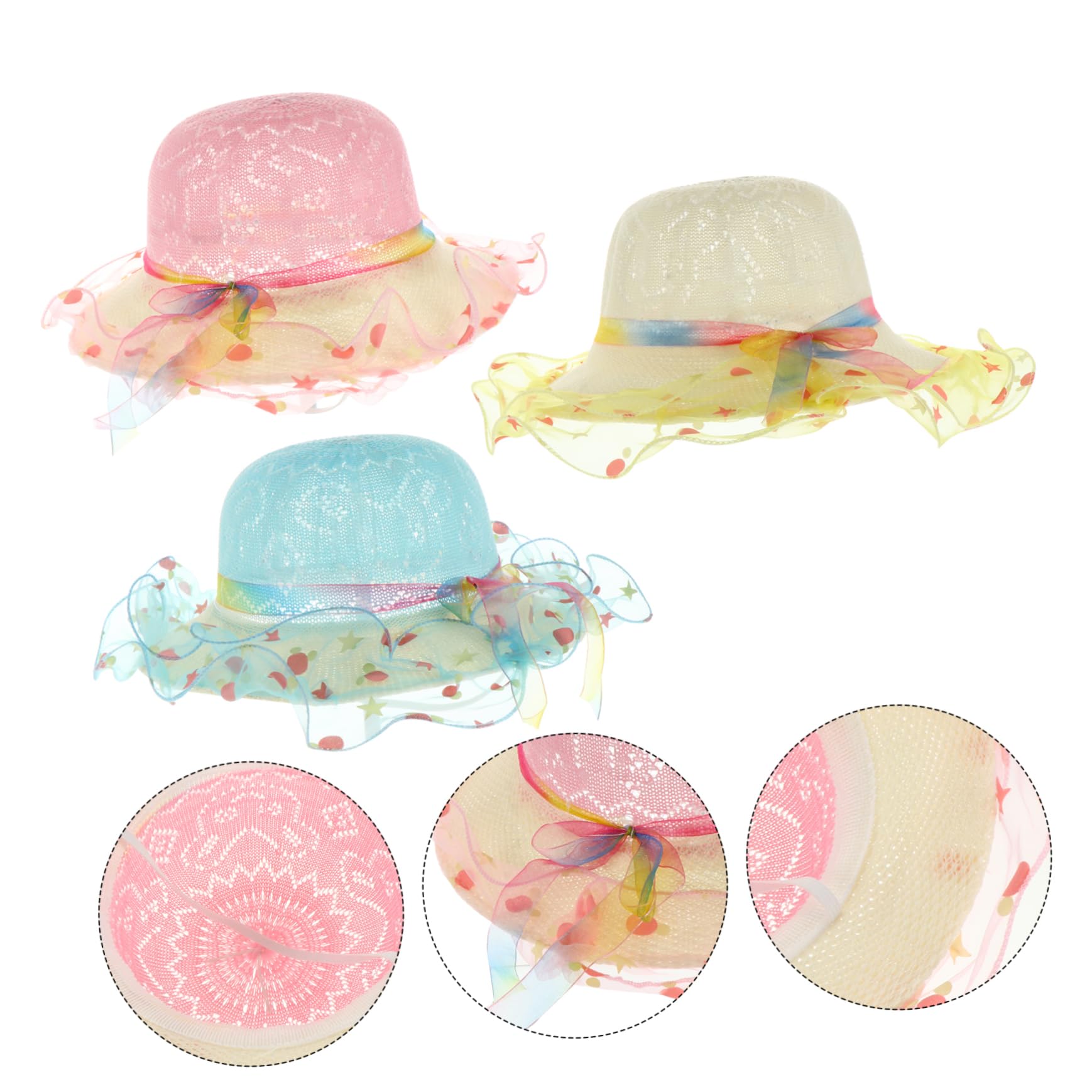 Holibanna 3piezas Sombrero De Playa para Bebés Gorro De Sol De Protección UV Sombrero Infantil Estampado De Estrellas y Puntos para Playa y