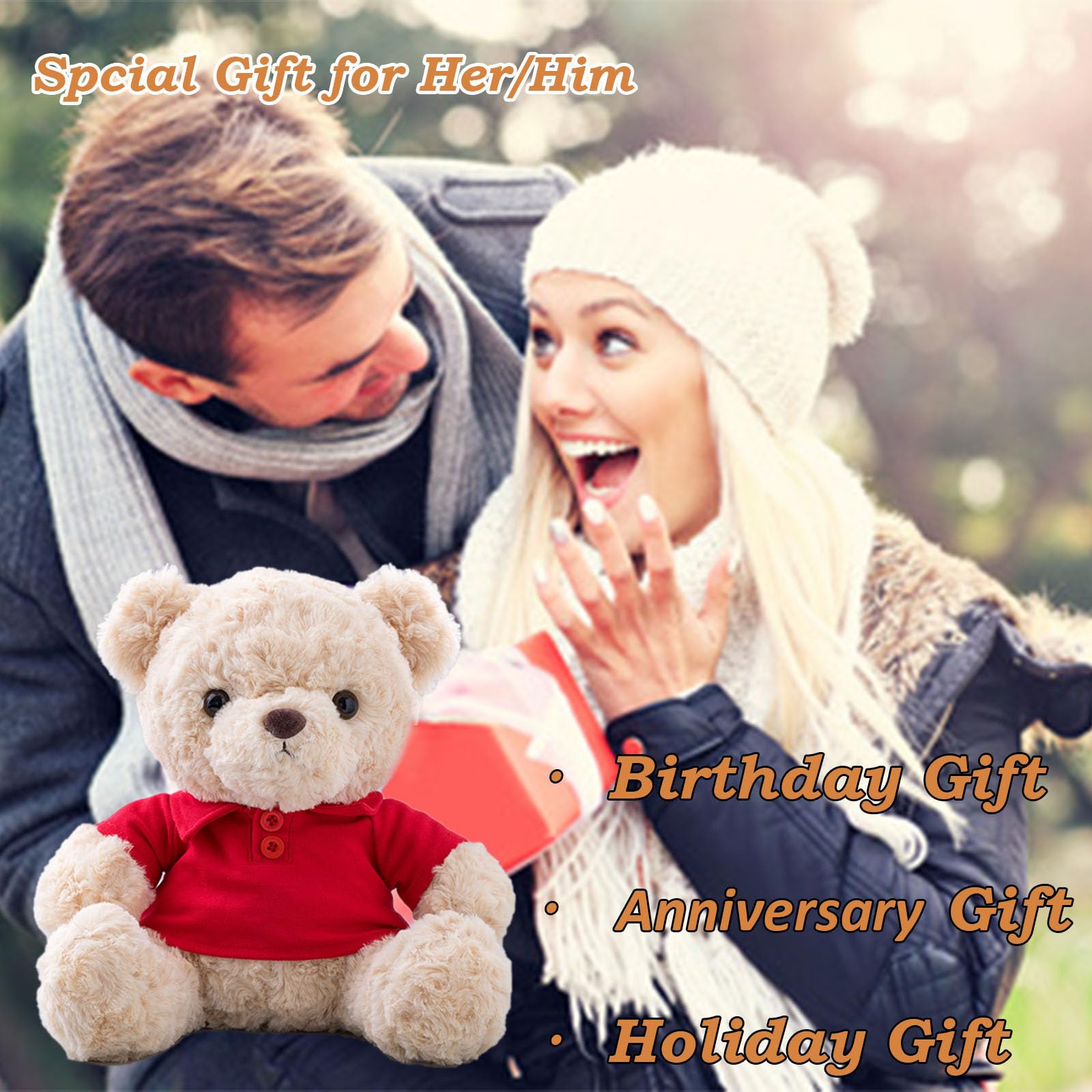 Personalized Teddy Bear With Text & Photo - Custom Plush Gift For Valentine's, Birthday, Christmas