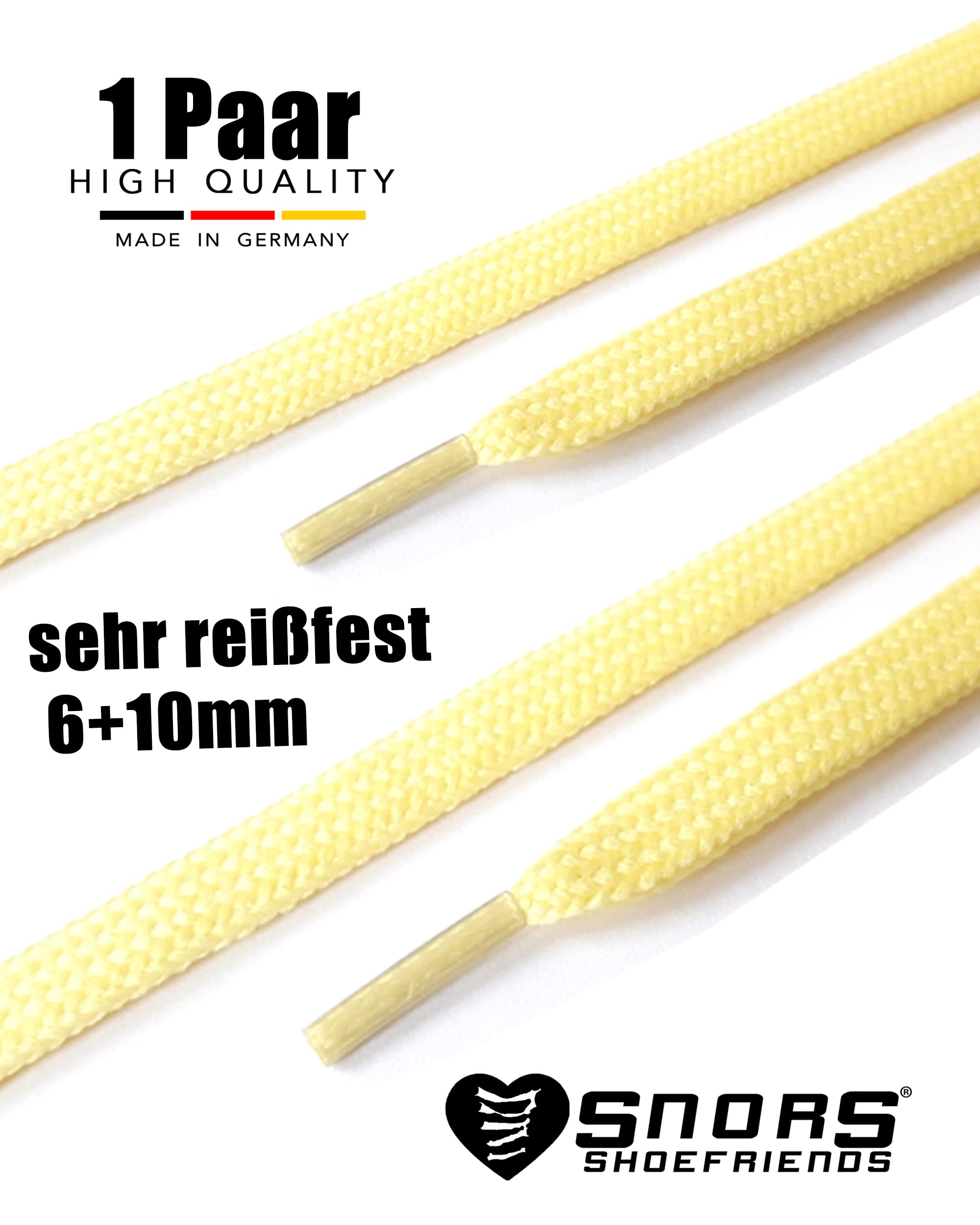 SNORS SCHNÜRSENKEL flach 34 Farben,6+10mm breit, reißfest, waschbar, Made in Germany, universelle Schuhbänder aus Polyester für Sportschuhe Sneaker Turnschuhe und Kinderschuhe - ÖkoTex - 2
