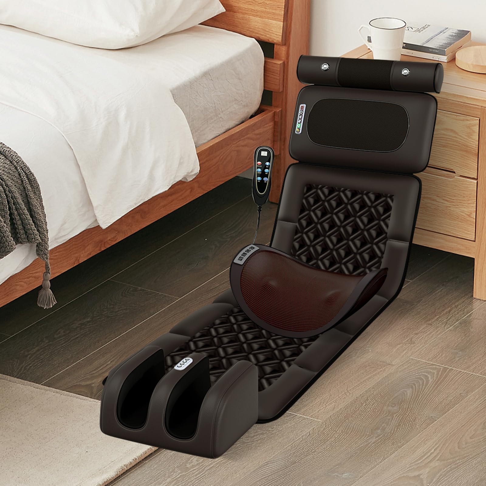 Elektrische Massagematte mit 8 Vibrationsmotoren, Nacken-, Schulter- und Rückenmassage, Taille, Fußsohlen- und Wadenmassage, kann einzeln abgenommen und verwendet werden.