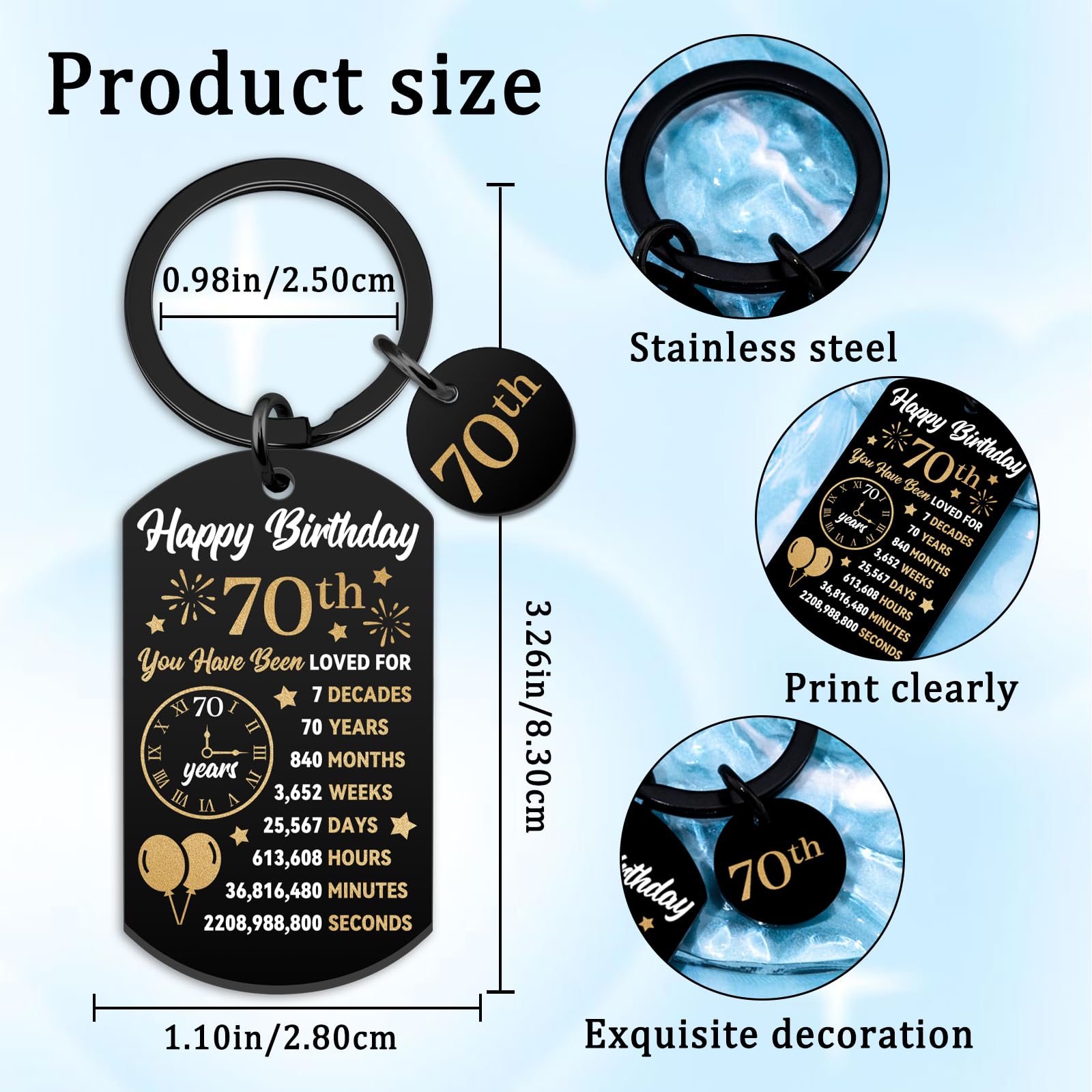70th Birthday Gifts For Men Dad Papa Grandpa Cool Gifts For 70 Year Old Man Happy Birthday Keychain For Men Friend Bff Old Man Gift Ideas Meaningful Gift For Him