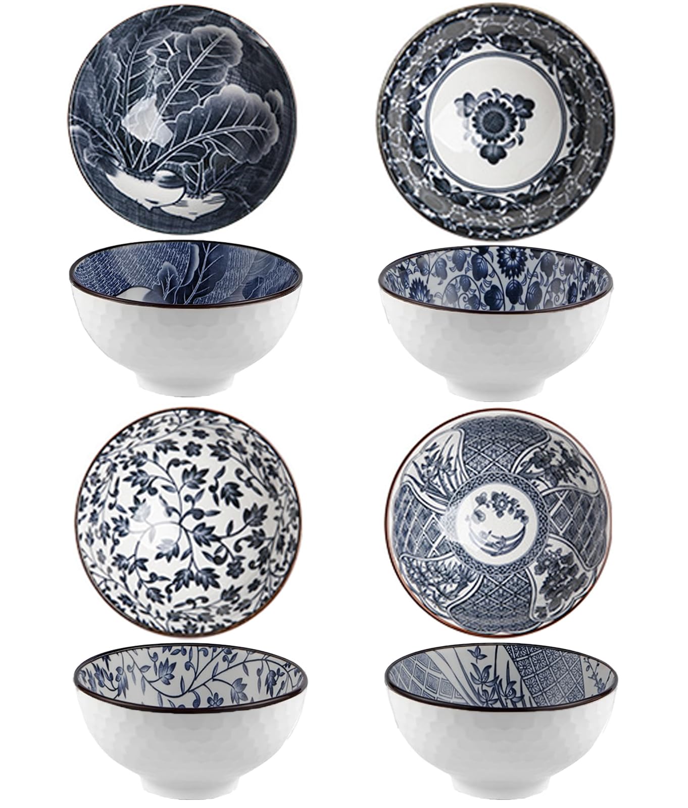 ZPPLD Cereal Bowls Set,Porcelain Dessert Bowls, Soup Bowls,Ceramic Rice Bowl,4.75 Inch Serving Bowls for Rice,Ice Cream,Soup,Breakfasts,Noodles, Microwave and Dishwasher Safe (4)