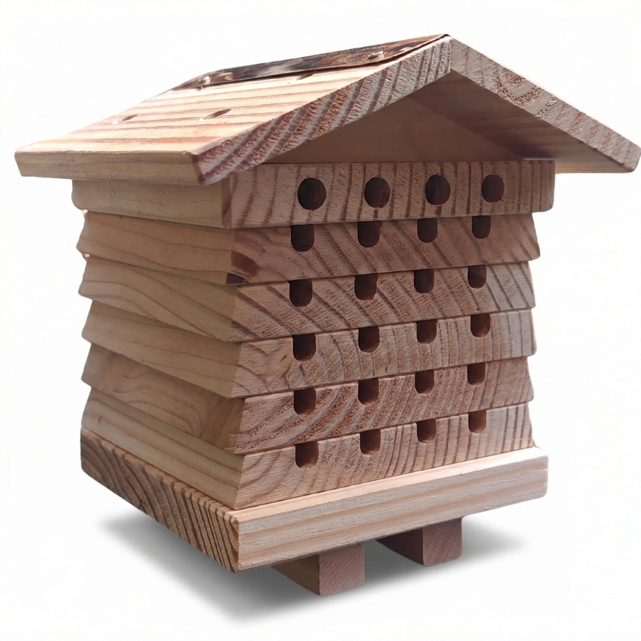 Dokkodo Bienenhotel – Nisthilfe für Wildbienen & solitäre Bienen – Insektenhotel aus nachhaltigem Holz, wetterfest, zerlegbar – für Garten, Balkon, Schule & Kita
