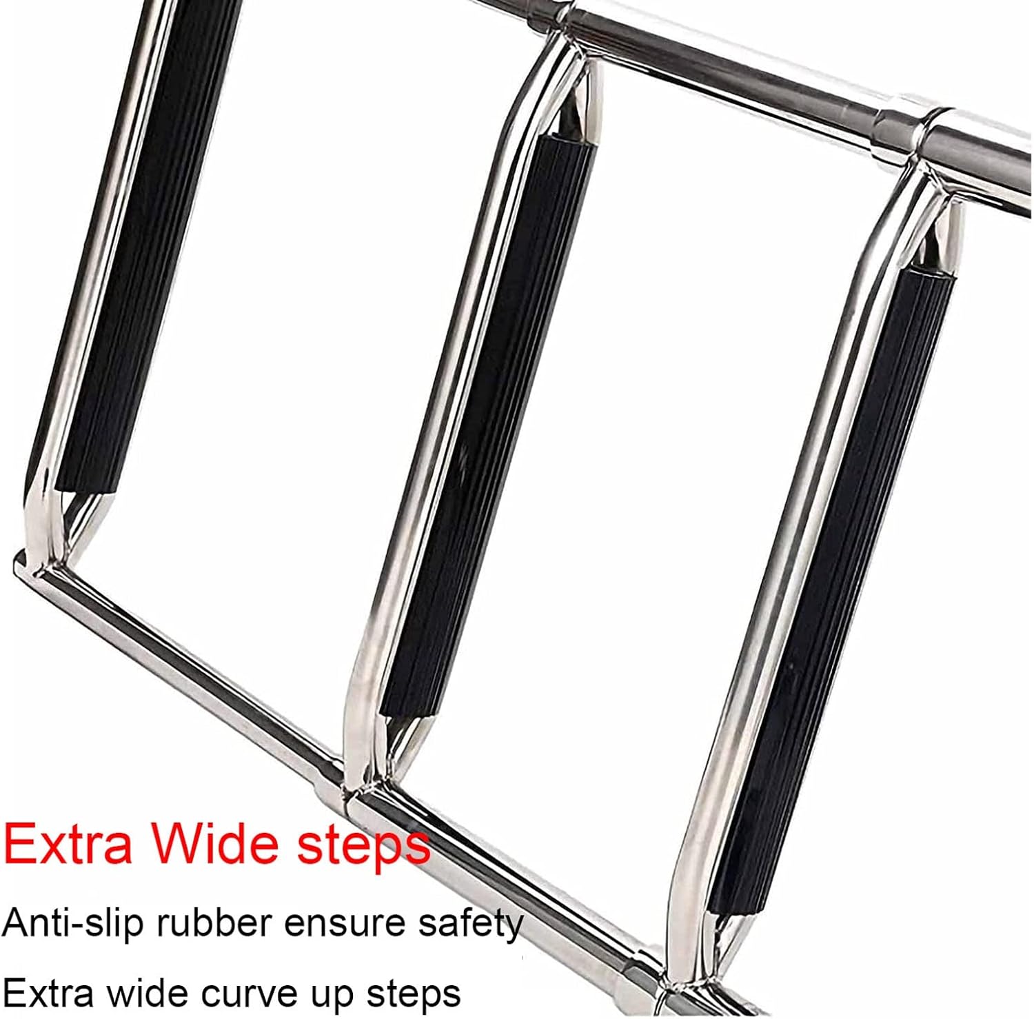 Ladders,316 Stainless Steel 4 Step Pontoon Boat Ladder Foldimarine Ladder Marine Heavy Dutycopiladder with Inboard Handrail and Wider Pedals, for Boat Yacht Dock/Swim Pool/Marine