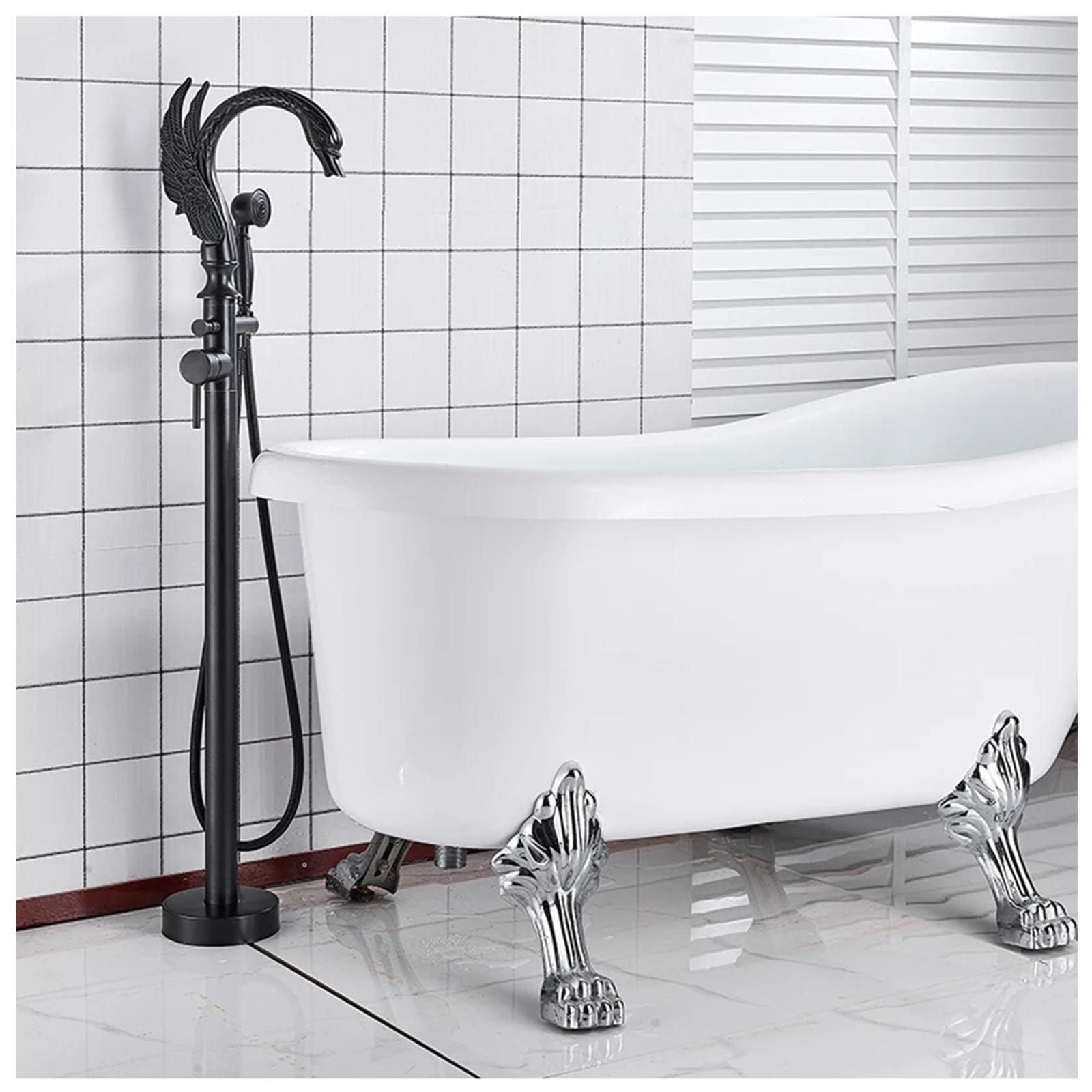Robinet de baignoire ilot noir anti-éclaboussure à pied stable