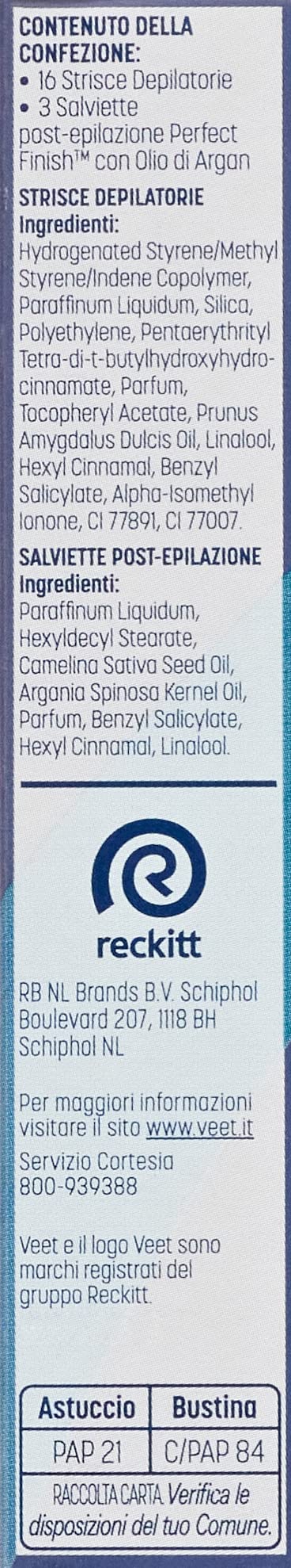 Veet Expert Paski do depilacji pod pachami i okolicami Bikini, woskowanie do skóry wrażliwej z olejkiem migdałowym, testowane dermatologicznie, 3 opakowania po 8 x 2 paski + 9 chusteczek po depilacji