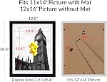 12x16 Picture Frames Set of 2 with Plexiglass, Display Pictures 11x14 with Mat or 12x16 Without Mat for Tabletop Display and Wall Mounting,Black