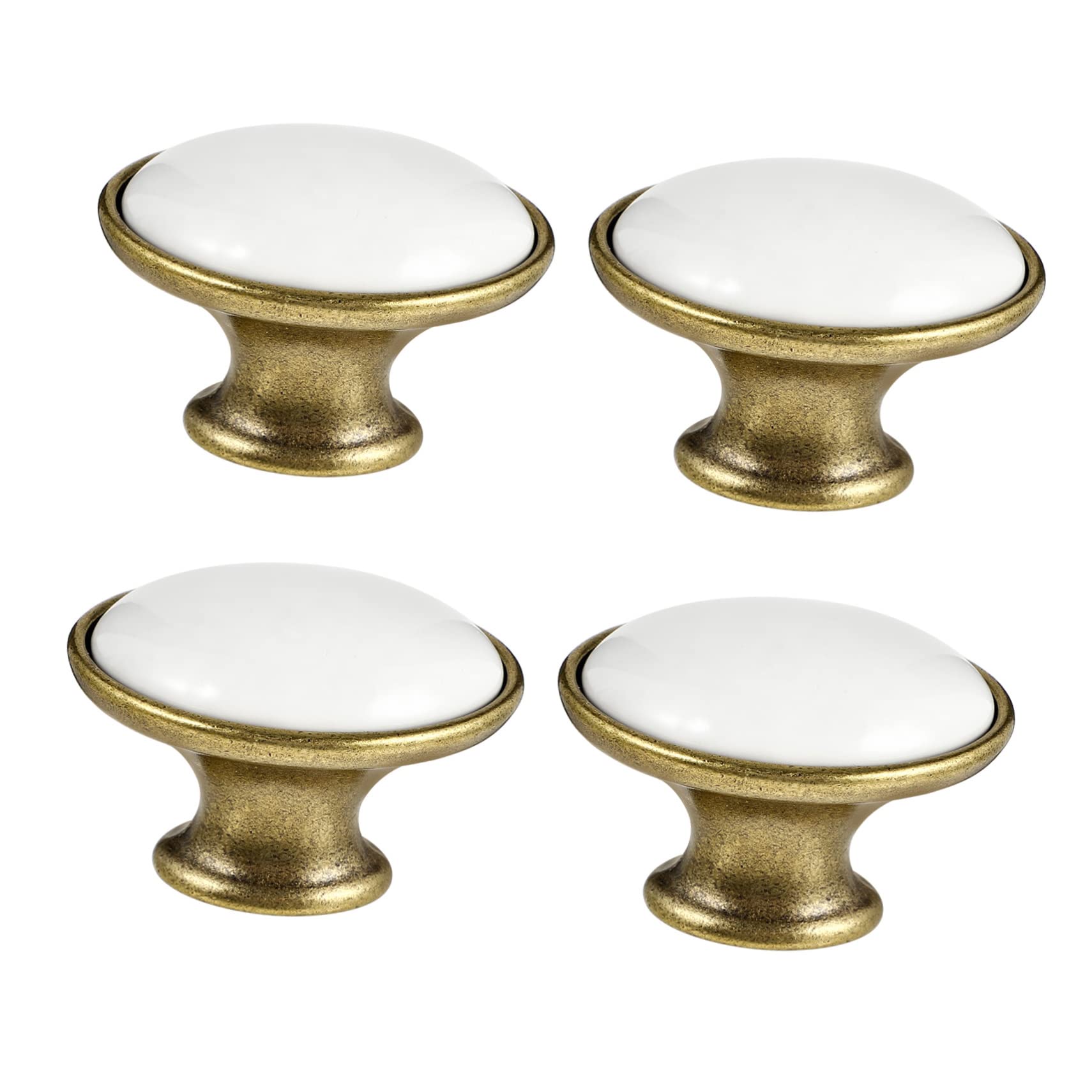 Yardenfun 4pcs Satin Nickel Retro Oval Zinc Alloy Cabinet Door Knobs Drawer Pull Handles for Home Decor