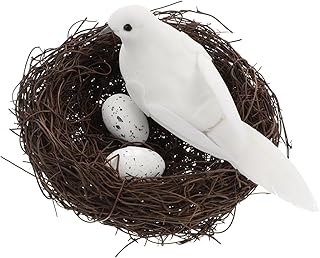 Abaodam 1 Set Pigeon Model Bird nest Decoration Miniature Bird Ornaments Photo Prop Artificial Birds Toy Baskets Wedding Basket Outdoor Decors Bird Nest Adornment Birds Breeding Nest White