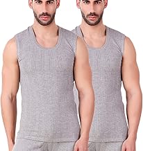 HAP Men's Quilted Thermal Top/Light Grey/Sleeveless/Mega Top/Vest/Premium Winter Innerwear/Pack of 2