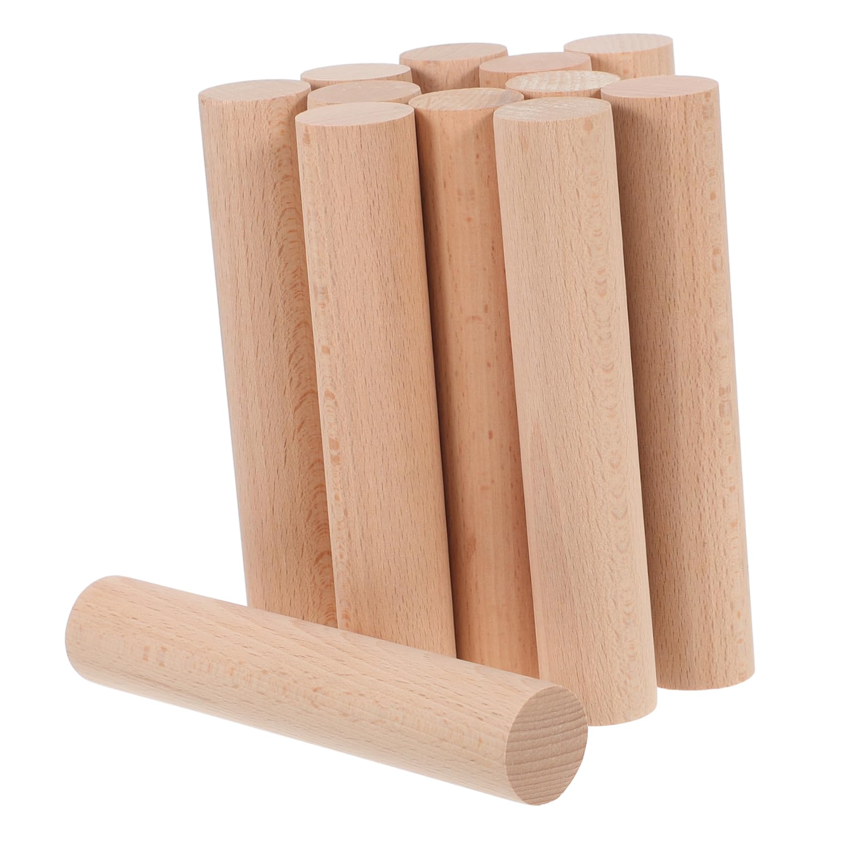 Uonlytech Lot de 12 Bâtonnets Ronds en Bois de Hêtre Beige, Antiéclats Prise en Main Confortable, Idéal pour Modelage et Travaux Manuels Rustiques