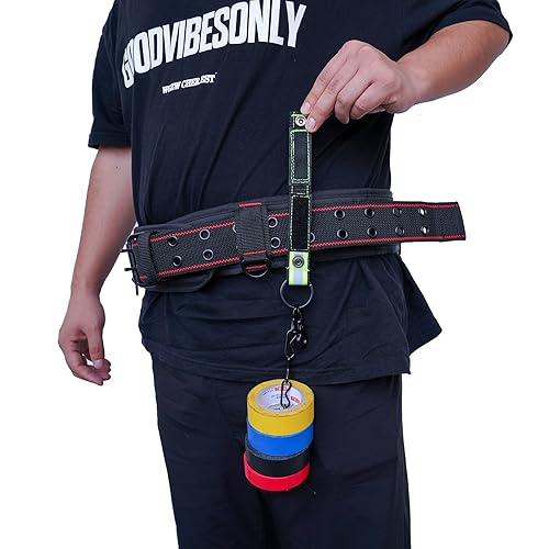 Miniatura 8 de MELOTOUGH Tanga de cinta para cinturón de herramientas, cintura para electricistas, cadena con llavero y gancho a presión de gatillo (verde