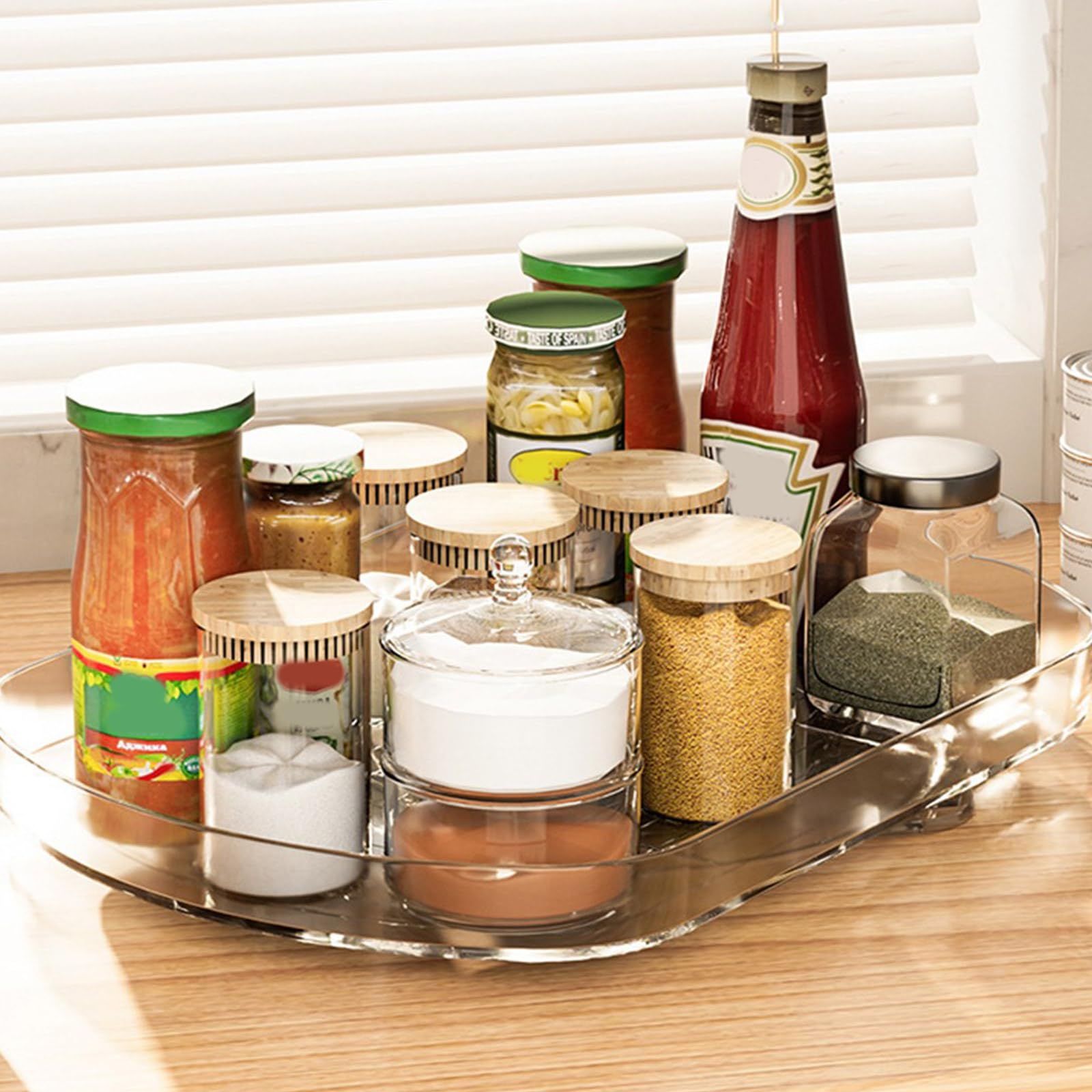 Bandeja giratoria de 360 grados, soporte de almacenamiento para ahorrar espacio, práctico organizador para condimentos y bebidas, capacidad de carga para baño, cocina