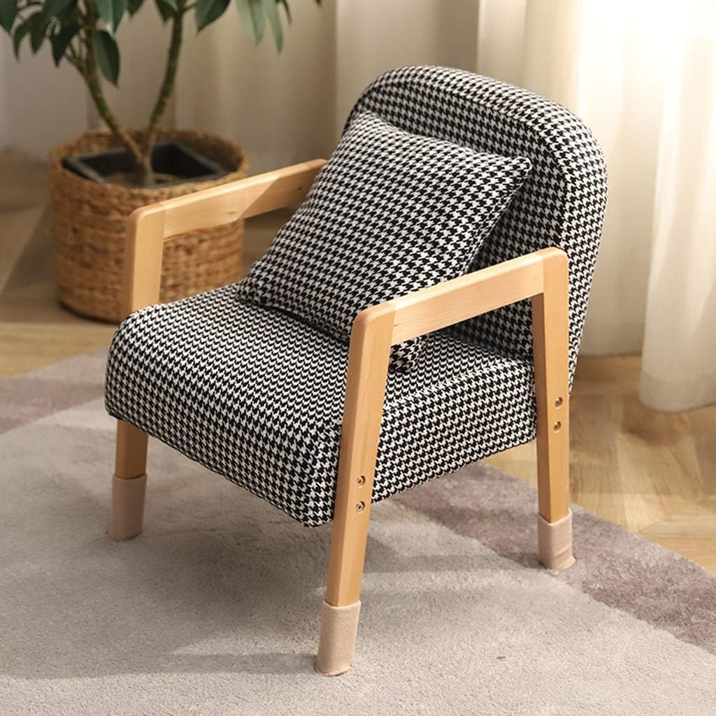 Couch Sofa Chair for Boys,Simple Checkered Single Sofa Chair, Small Armchairs for Boys and Girls’ Bedrooms, Load-Bearing 100kg (Color : Black, Size : 55 * 42 * 43cm)