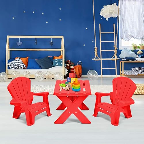 Miniatura 7 de Costzon Juego de mesa y silla para niños, mesa de actividades al aire libre y sillas Adirondack para picnic, jardín, patio, patio trasero y playa