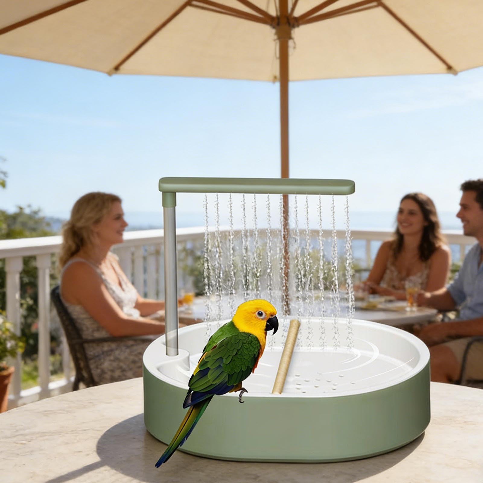 Baño De Jaula De Aves Bañera de Flujo Automático con 26 Agujeros para Aves | Tubo De Ducha Eléctrico Para Cacatúas Para Cacatúa, Periquito, Loro, Agapornis, Guacamayo Y Otras Aves