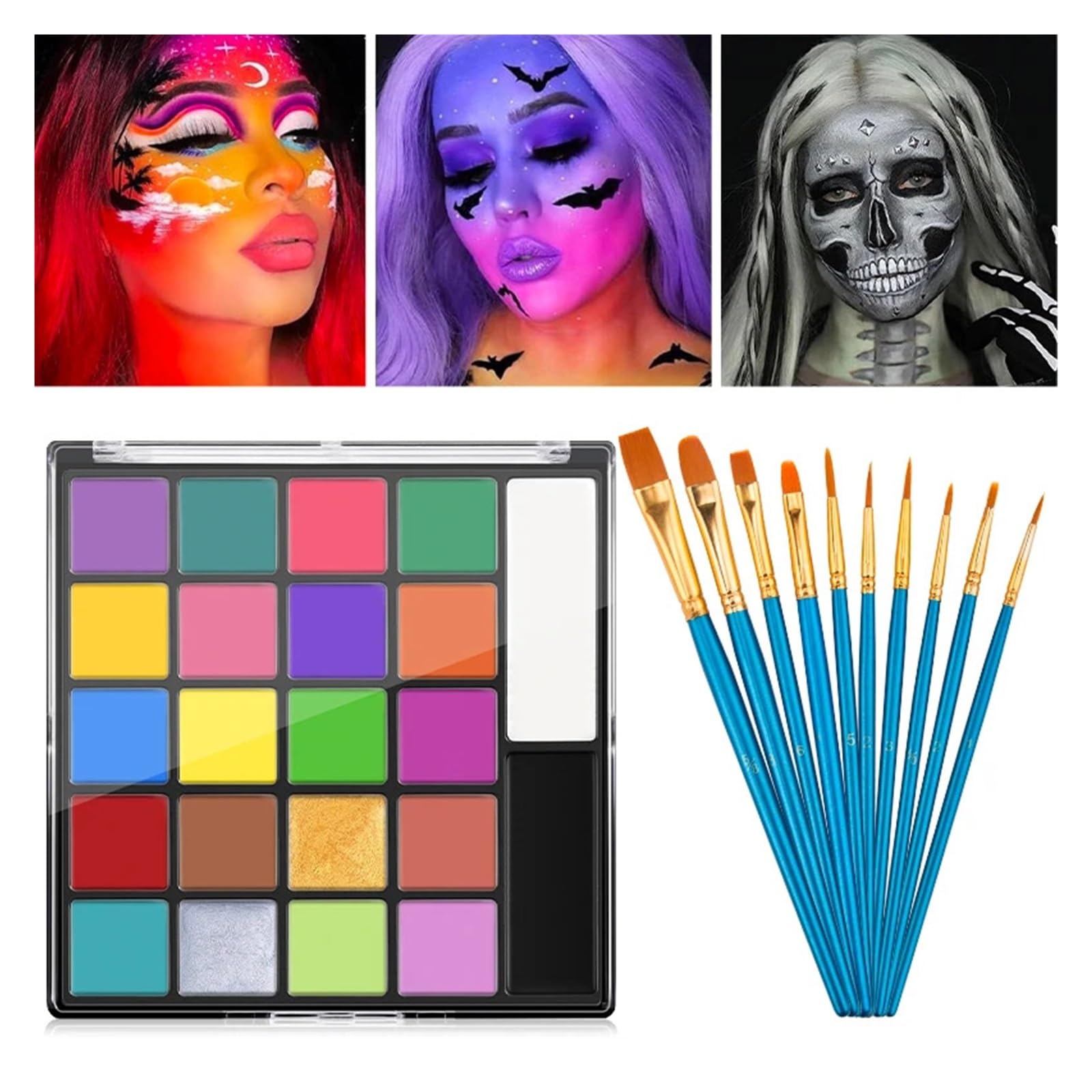 Körperbemalungspalette 22-Farben-Set Ölfarben for Gesicht und Körper(WITH BRUSH)