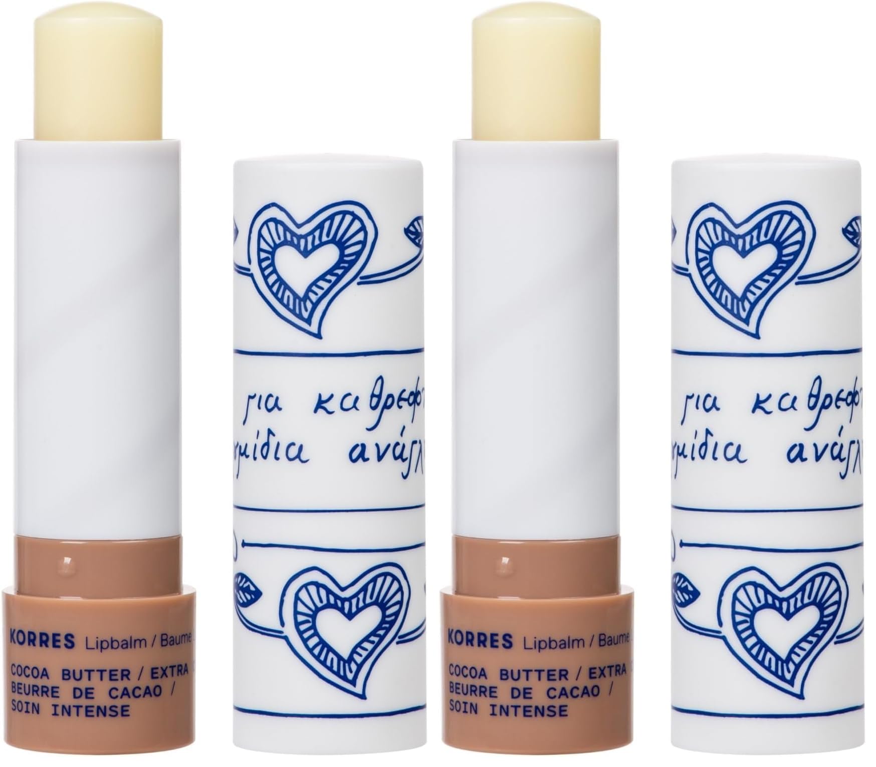 KORRES pflegender Lip Balm Cocoa Butter, extra Pflege für trockene Lippen, Lippenpflege mit Sheabutter, farblos & vegan, 4,5g (Packung mit 2)