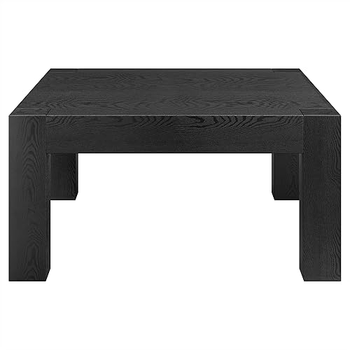 Vista 7 de Henn&Hart Mesa de centro cuadrada de 34 pulgadas con parte superior de madera para sala de estar, sala familiar, oficina o apartamento, grano negro