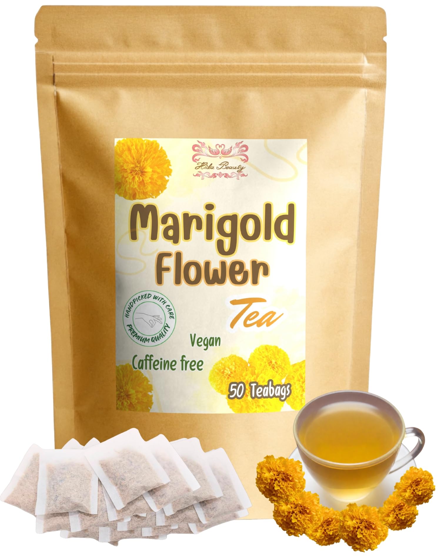 Premium Dried Marigold Flower Premium 50 Teabags Dried Loose Flower