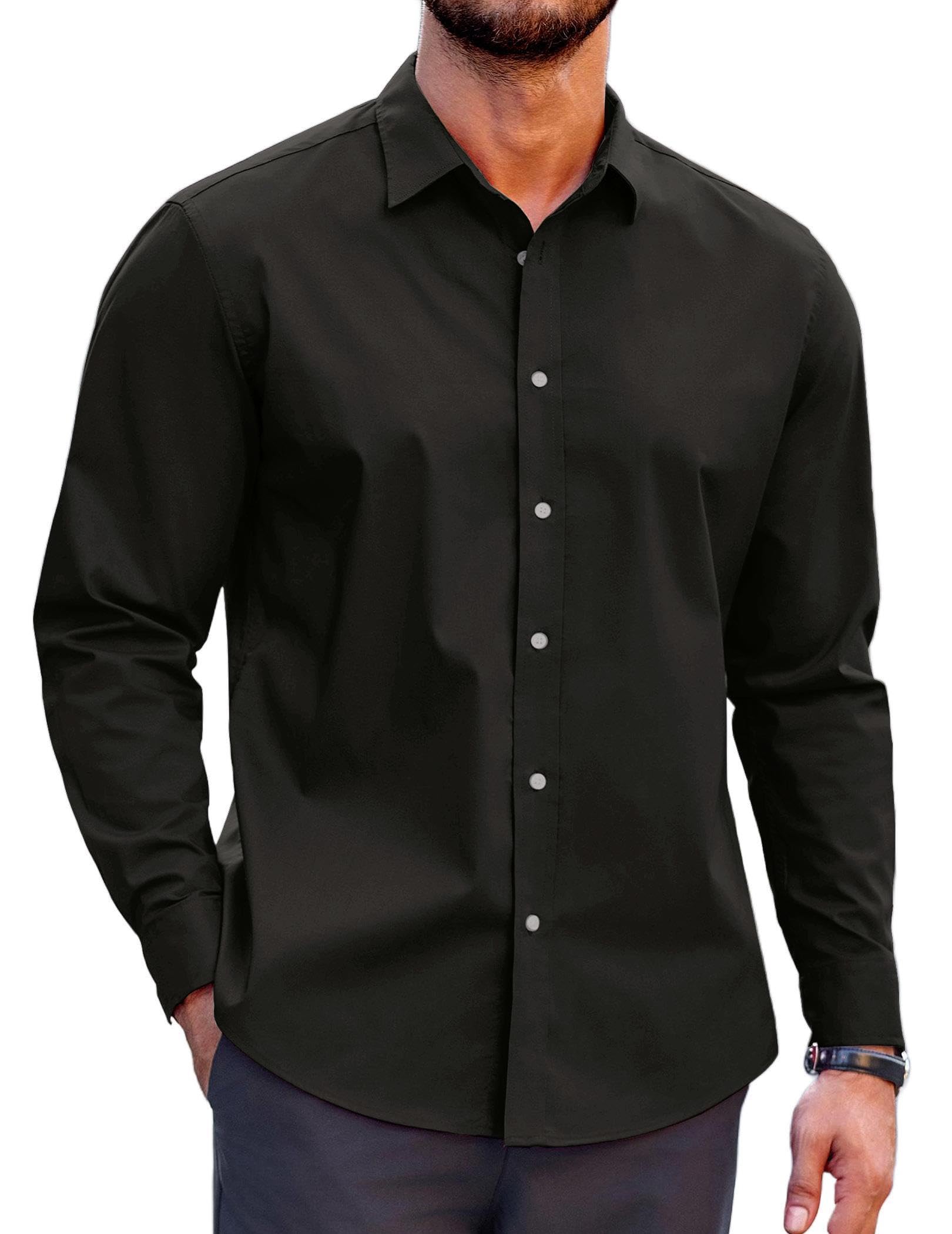 COOFANDY Mens Casual Button Down Shirts Long Sleeve Untucked Shirts for Men Stretch Dress Shirt