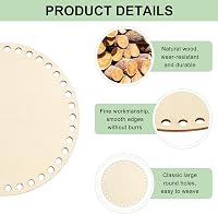 KUHAWL 6 db Fa Kosáralap Horgoláshoz - 15/20 cm Átmérőjű Natúr Fa Alapok DIY Tárolókosár Készítéséhez, Kézműves Dekorációhoz 3