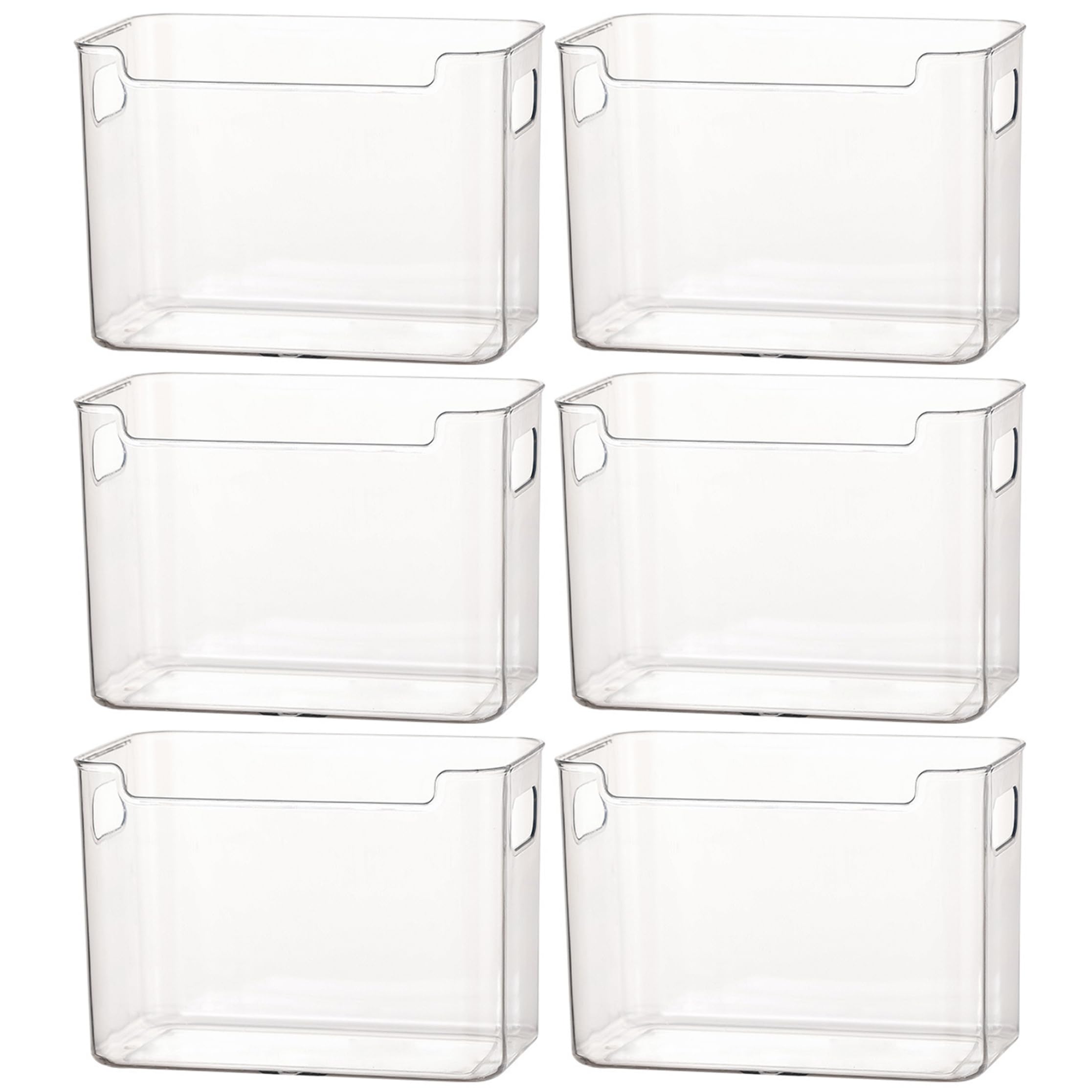 Hperu 6 Pack Transparent Freezer Storage Bins Plastic Refrigerator Storage Bins Large Side Door Containers for Organization