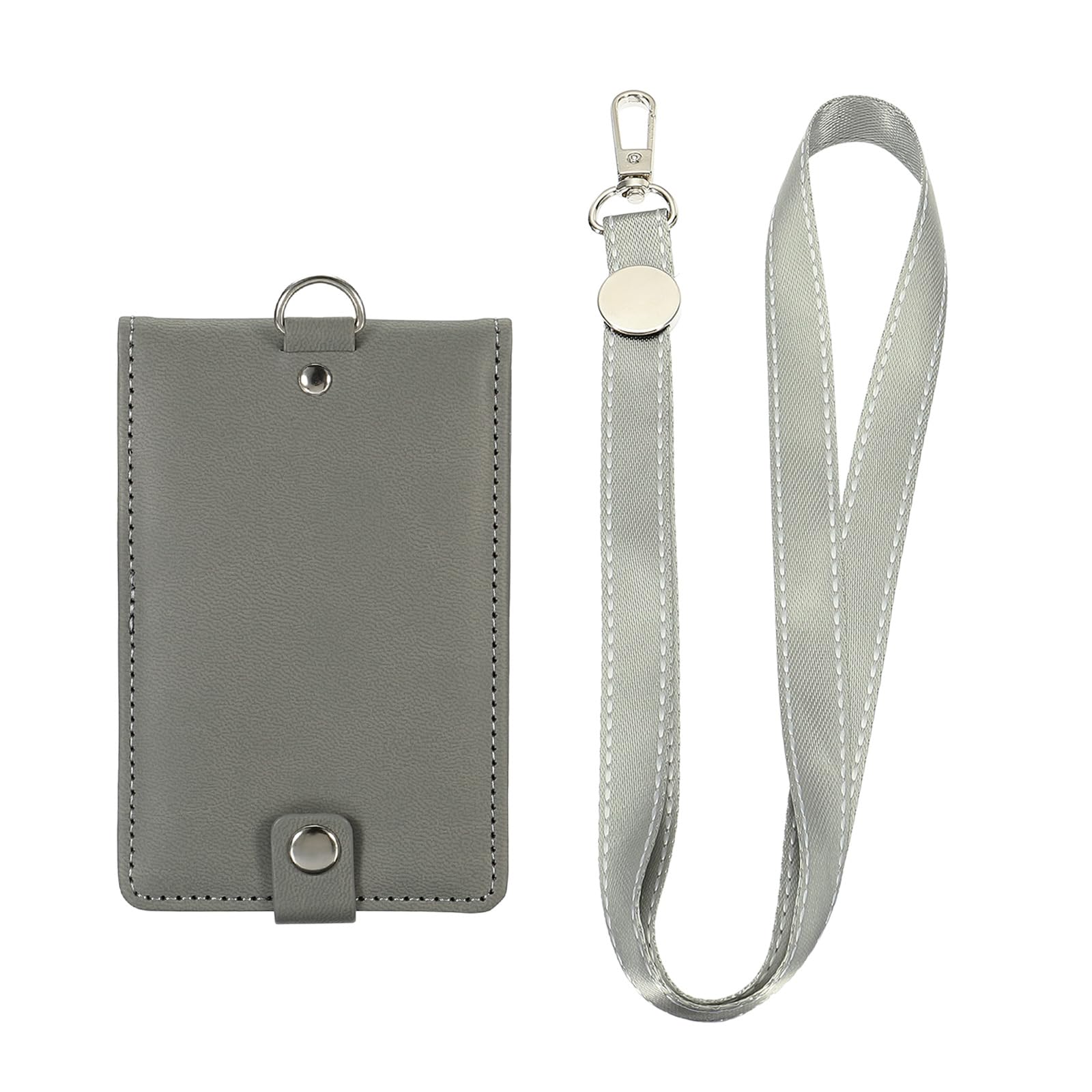 YOKIVE PU Leather Badge Holder, Waterproof Folded 5 Card Slots ID Card Holder with Detachable Lanyard, Lightweight