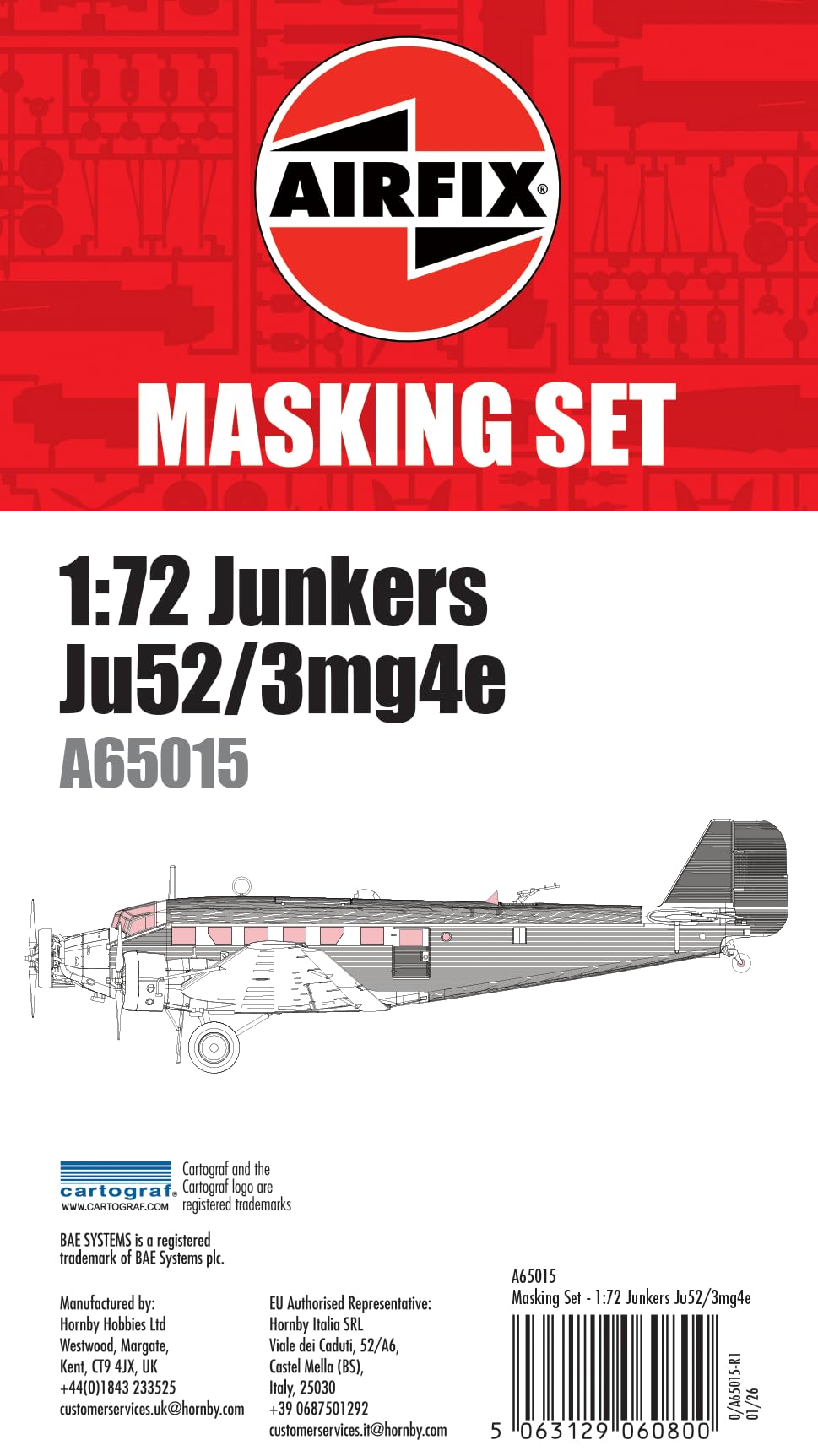 Airfix A65015 Masking Set - Junkers Ju52/3mg4e - 1:72 Scale - model building Accessories, for ages 14+