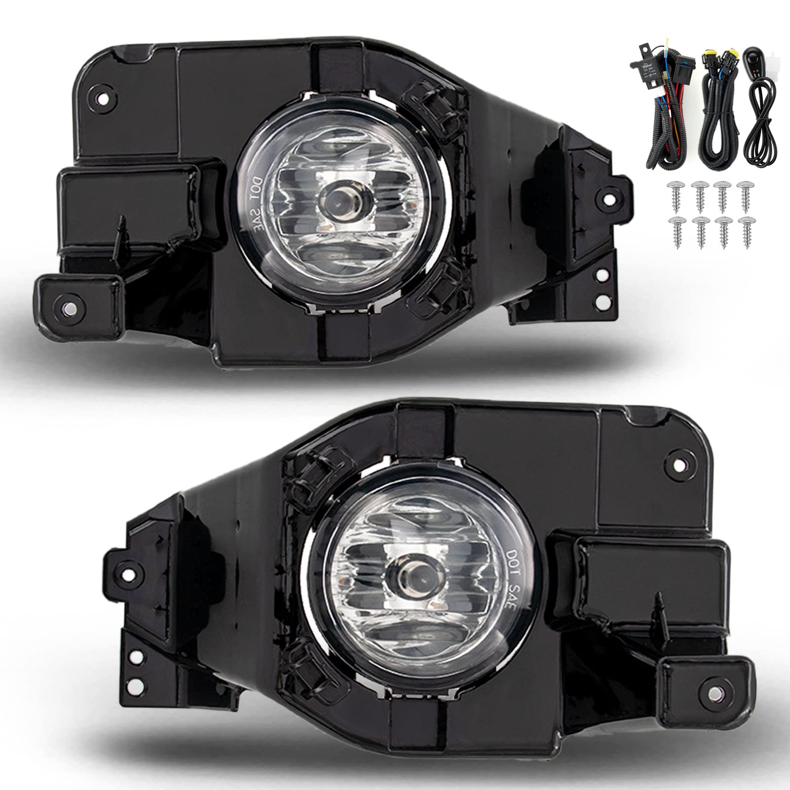 RAPOOSANS Driving Fog Lights Lamps Assembly Kit for 2013 2014 2015 Ford Explorer Fog Light Replacement with H11 12V 55W Halogen Bulbs Switch and Wiring Kit