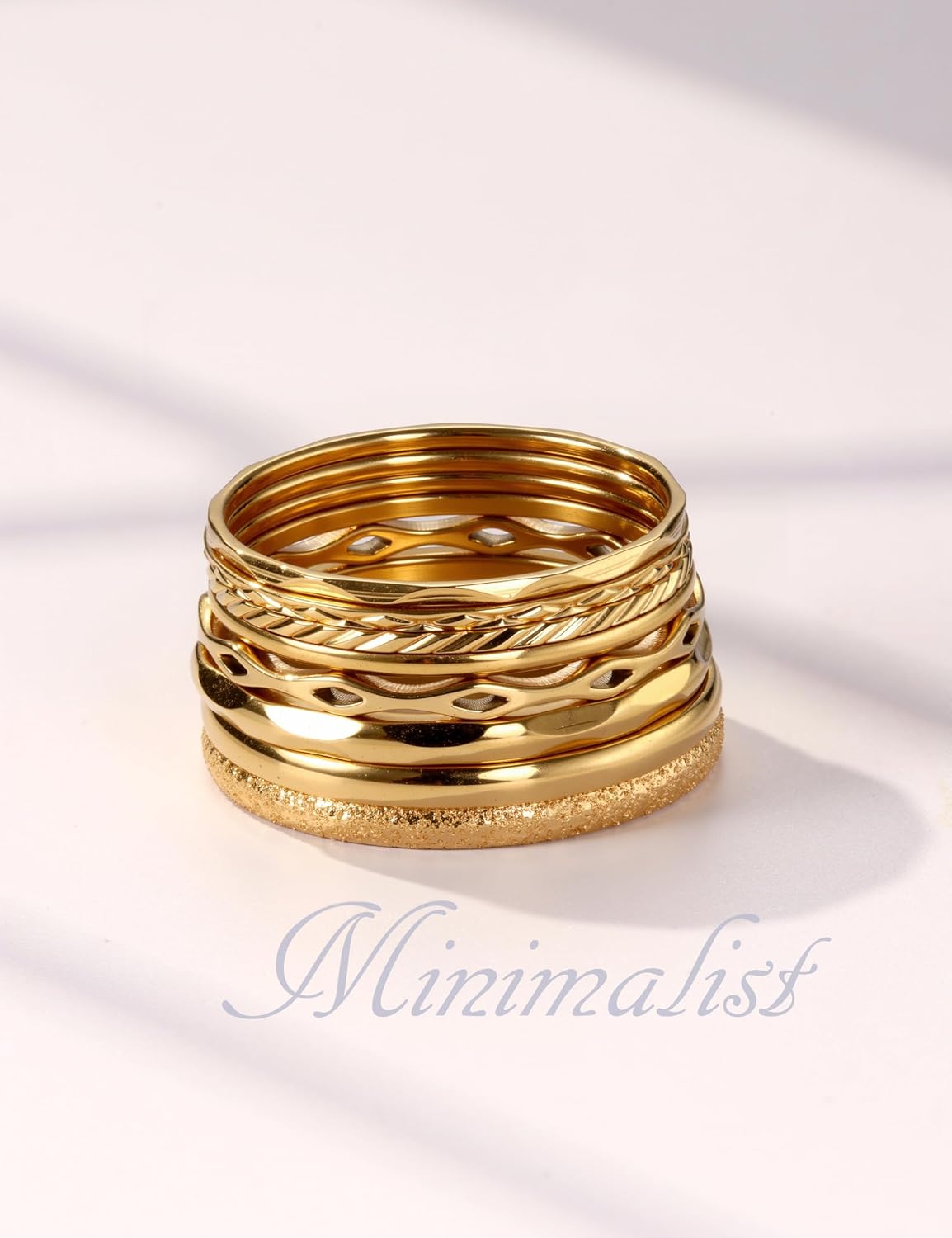 YADOCA 8Pcs 1MM 2MM Stainless Steel Rings for Women Men Minimalist Fashion Dainty Plain Thin Knuckle Stacking Midi Thumb Rings Stackable Statement Band Rings Set Silver Gold Tone Size 4-12