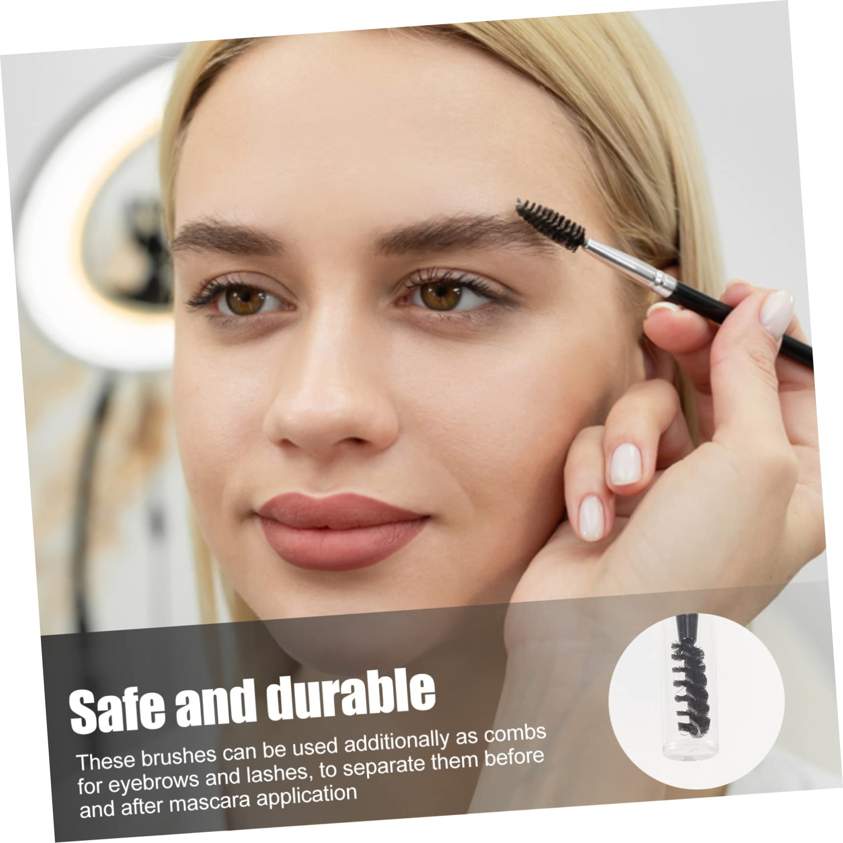 MUSISALY Ergonomic Eyelash Brush Set for Mascara 6pcs Lash Brow Makeup Brush Travel Case