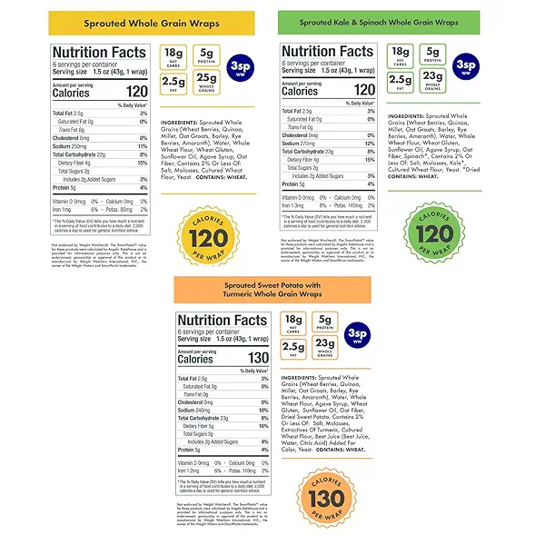 Angelic Bakehouse Wraps / Tortilla Variety Pack – 7-Grain, Spring Kale & Spinach, Turmeric Sweet Potato – – Sprouted Whole Grain Tortillas – Vegan, Kosher, Non-GMO (18 Wraps),9 Ounce (Pack of 3) 2