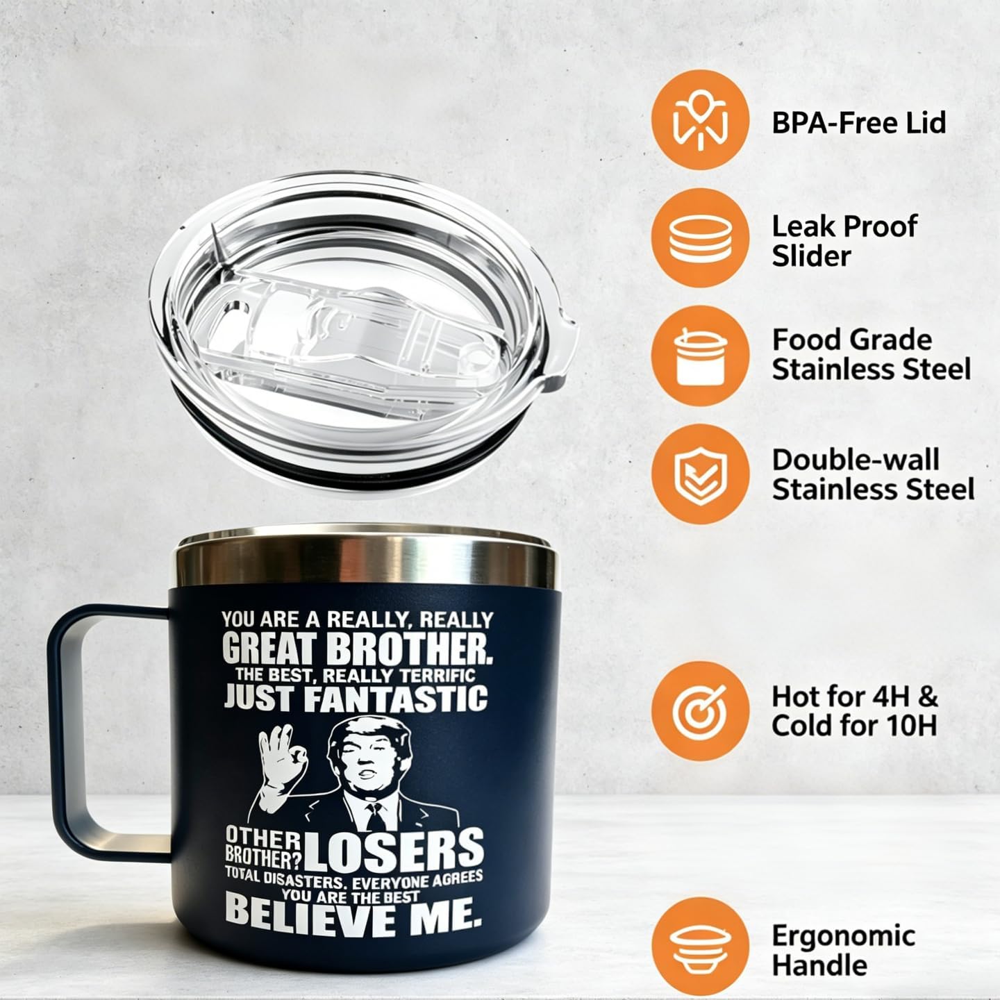 Gifts for Brother from Sister, Birthday Gift for Adult Older Bro, You Are A Really Great Brother Mug Tumbler 14Oz - Insulated Coffee Cup with Lid - Stainless Steel Insulated Tumbler