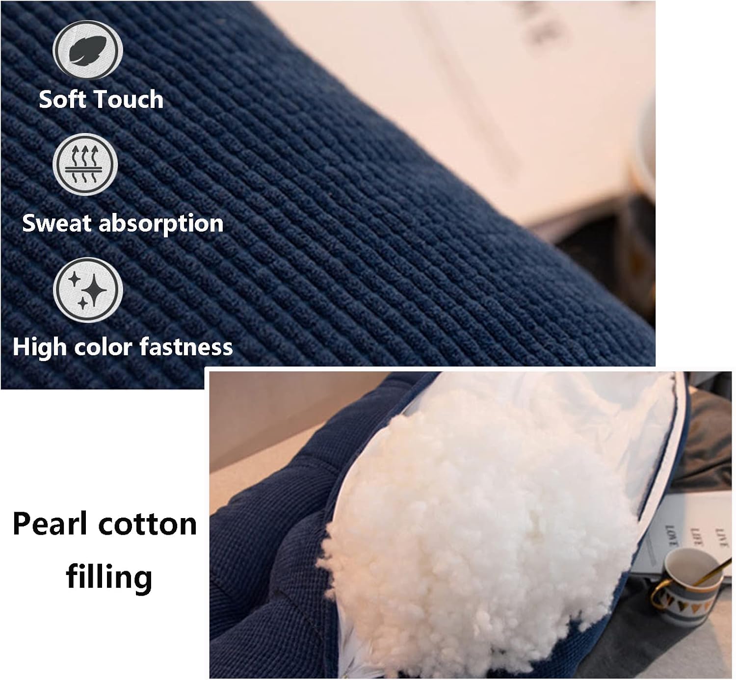 Headboard Bolster Pillow for Bed Sitting, Adult Corduroy Cushion with Removable Cover, 60x25x50CM, Comfortable Support for Reading, Relaxing & Watching TV (F 60x25x50CM)