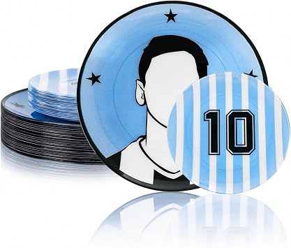 I00000 20 Pcs Blue Plastic Soccer Plates - Heavy Duty Disposable Plates for Global Soccer Celebration Party Supplies include 10.25" Dinner Plate& 7.5" Dessert Plate for Soccer Party