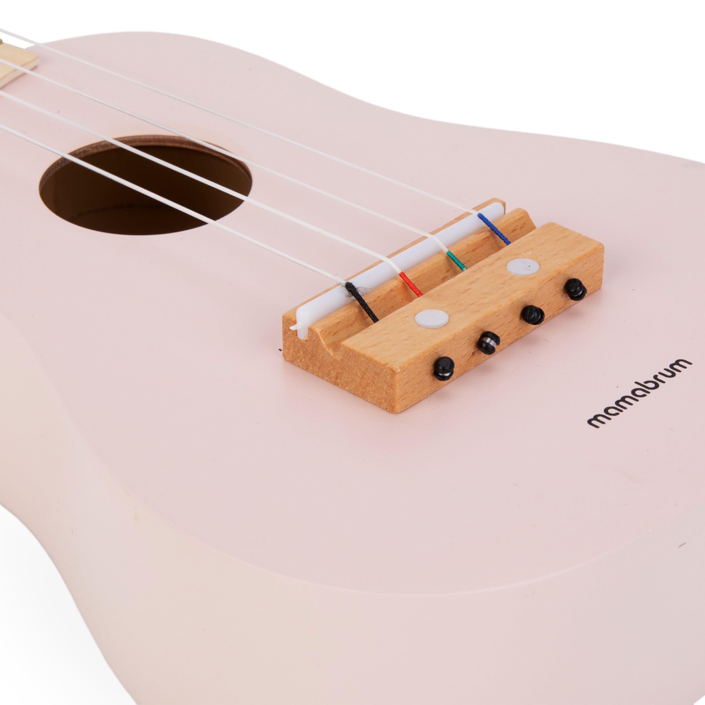 Mamabrum Guitarra Juguete Madera para Niños - Ukelele Musical Infantil con 4 Cuerdas, Estimula el Oído y Desarrollo Musical - Instrumento Rosa 52cm para Juego Roles