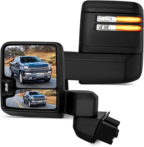 SCITOO Espejos de remolque compatibles con GMC 2019-2022 para camioneta Serria 1500, un par de espejos de remolque con calefacción eléctrica, ancho