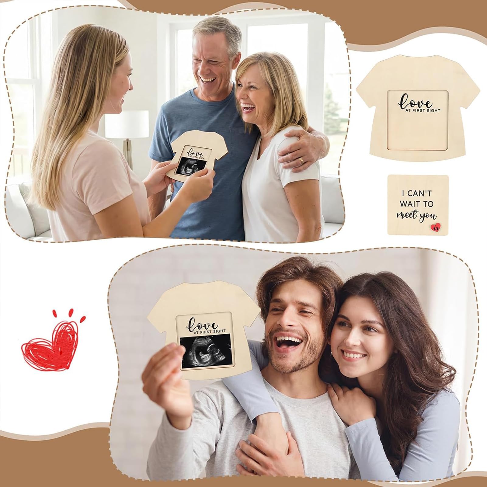 Generico Anuncio Embarazo Familia | Recuerdo de madera con foto ecografía - Regalo para abuelos,Reuniones familiares, Habitación del Bebé, Habitación de, Casa, , Cumpleaños, Gender Reveal