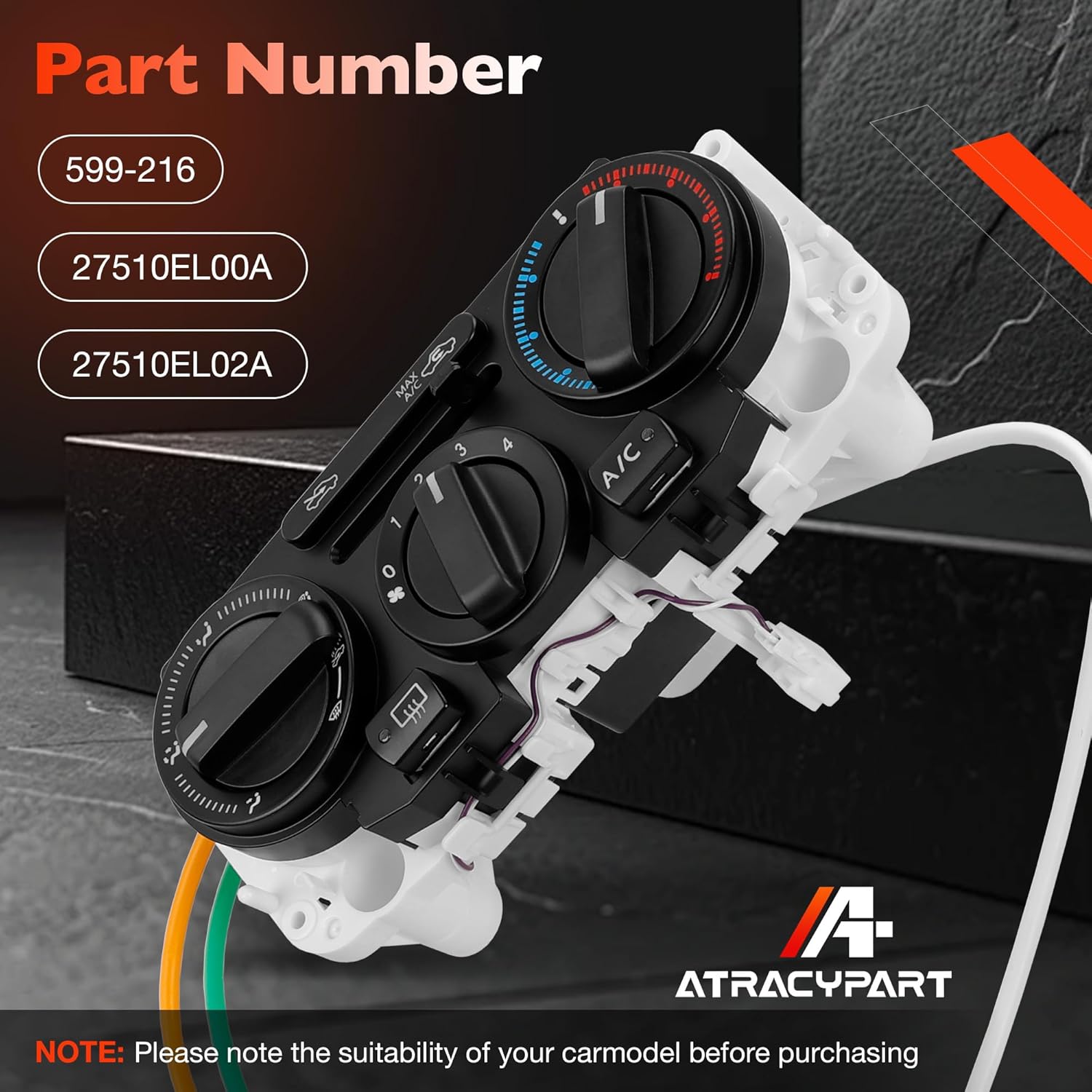 599-216 Front Climate Control Module A/C Heater Air Conditioning Panel - Compatible with 2007-2011Nissan Versa - Replace# 27510EL00A, 27510EL02A