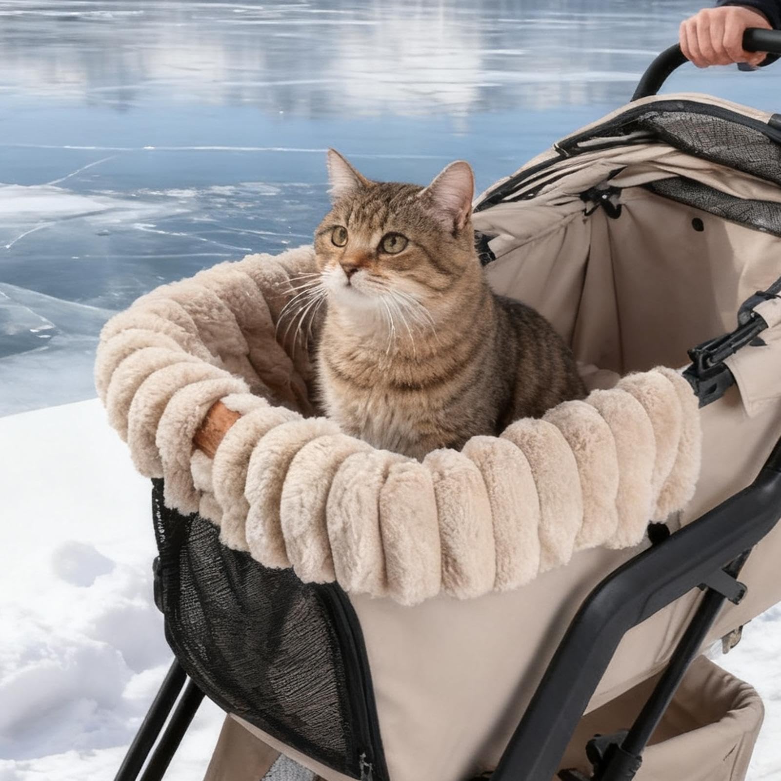 Cuscino per Passeggino per Cani Tappetino In Peluche Lavabile E Caldo | Cuscino Per Seggiolino Per Animali Domestici Con Fibbia Magnetica Per in Casa e all'aperto, Viaggi, per Gatti e Cuccioli